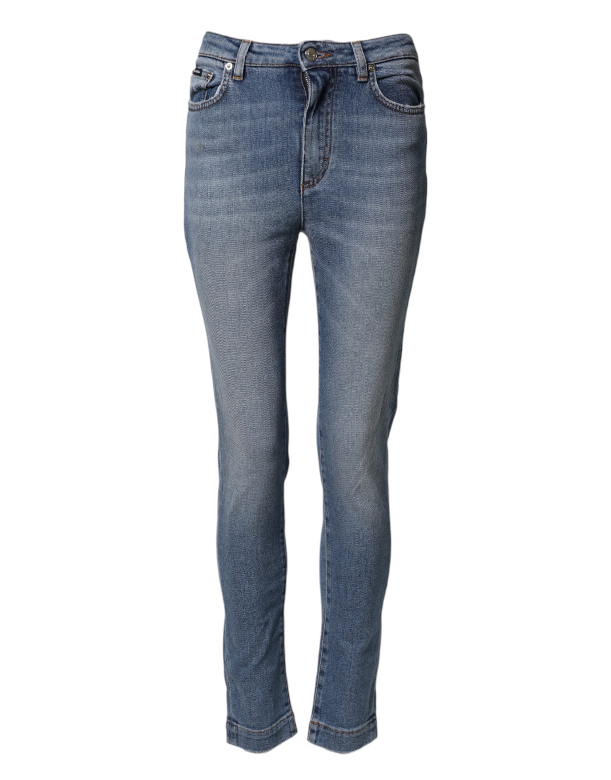 Dolce & Gabbana Washed Blue Cotton Skinny Jeans
