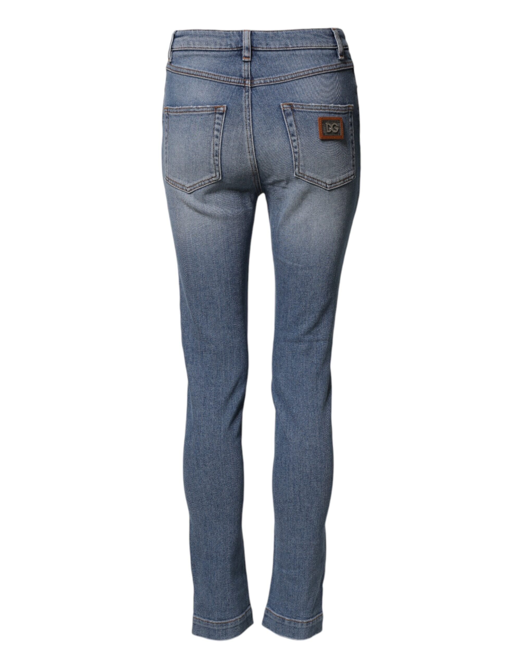 Dolce & Gabbana Washed Blue Cotton Skinny Jeans-3