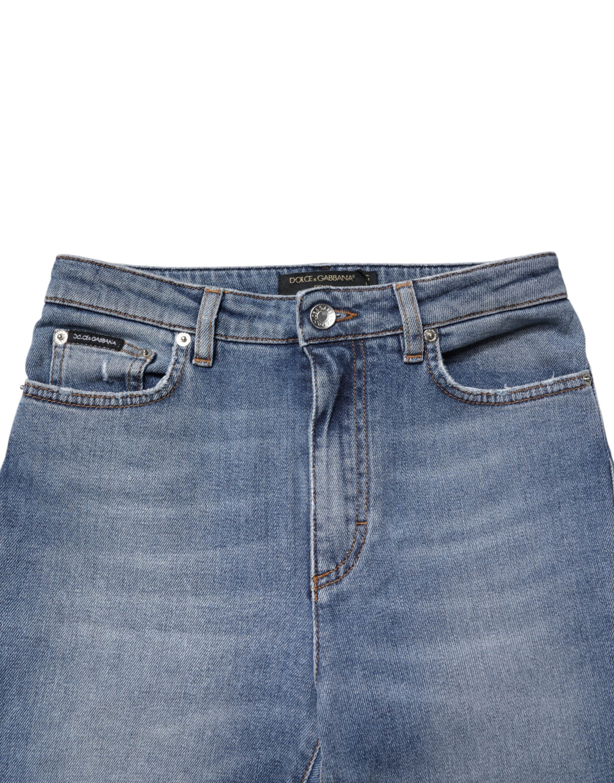 Dolce & Gabbana Washed Blue Cotton Skinny Jeans-4