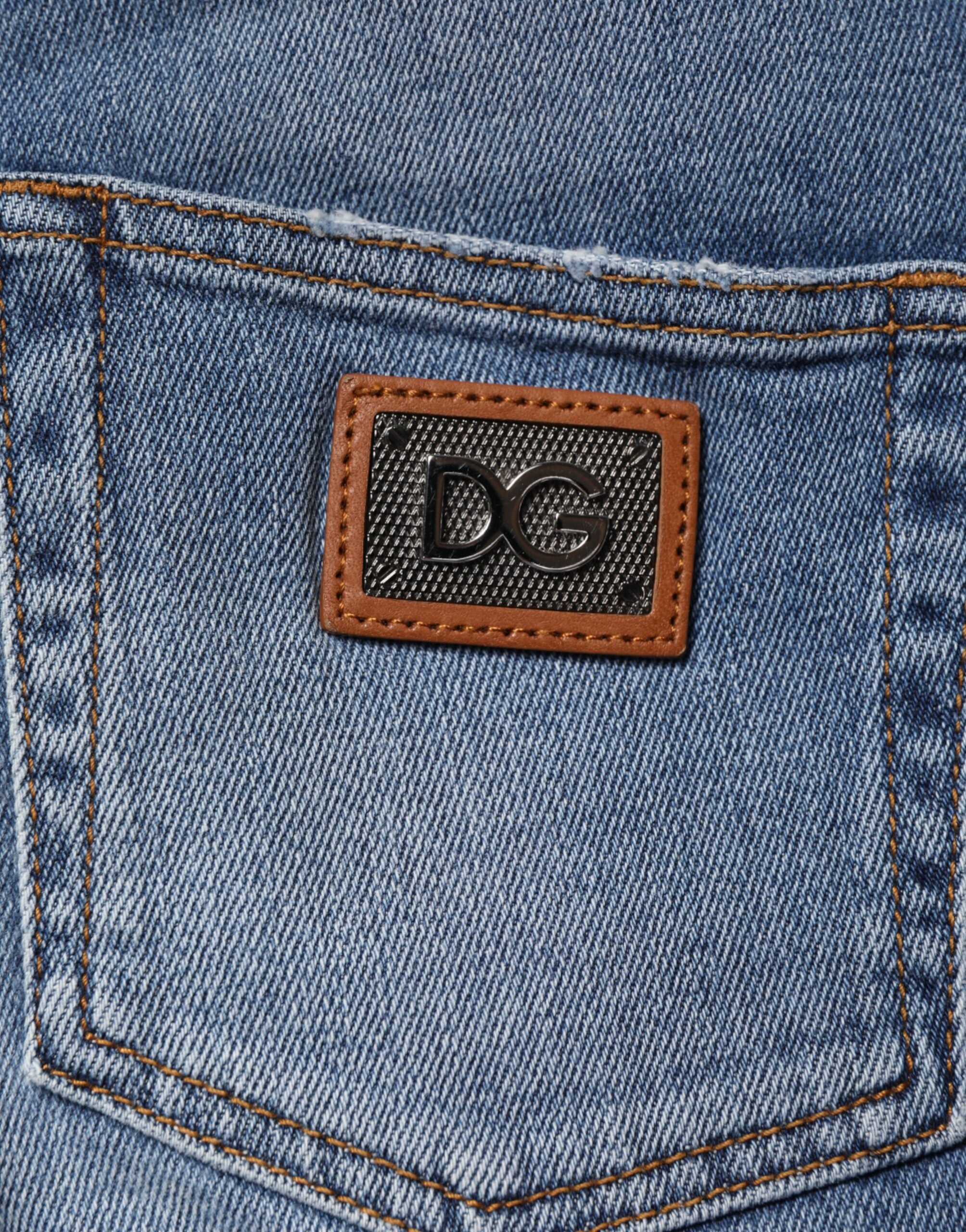 Dolce & Gabbana Washed Blue Cotton Skinny Jeans-5