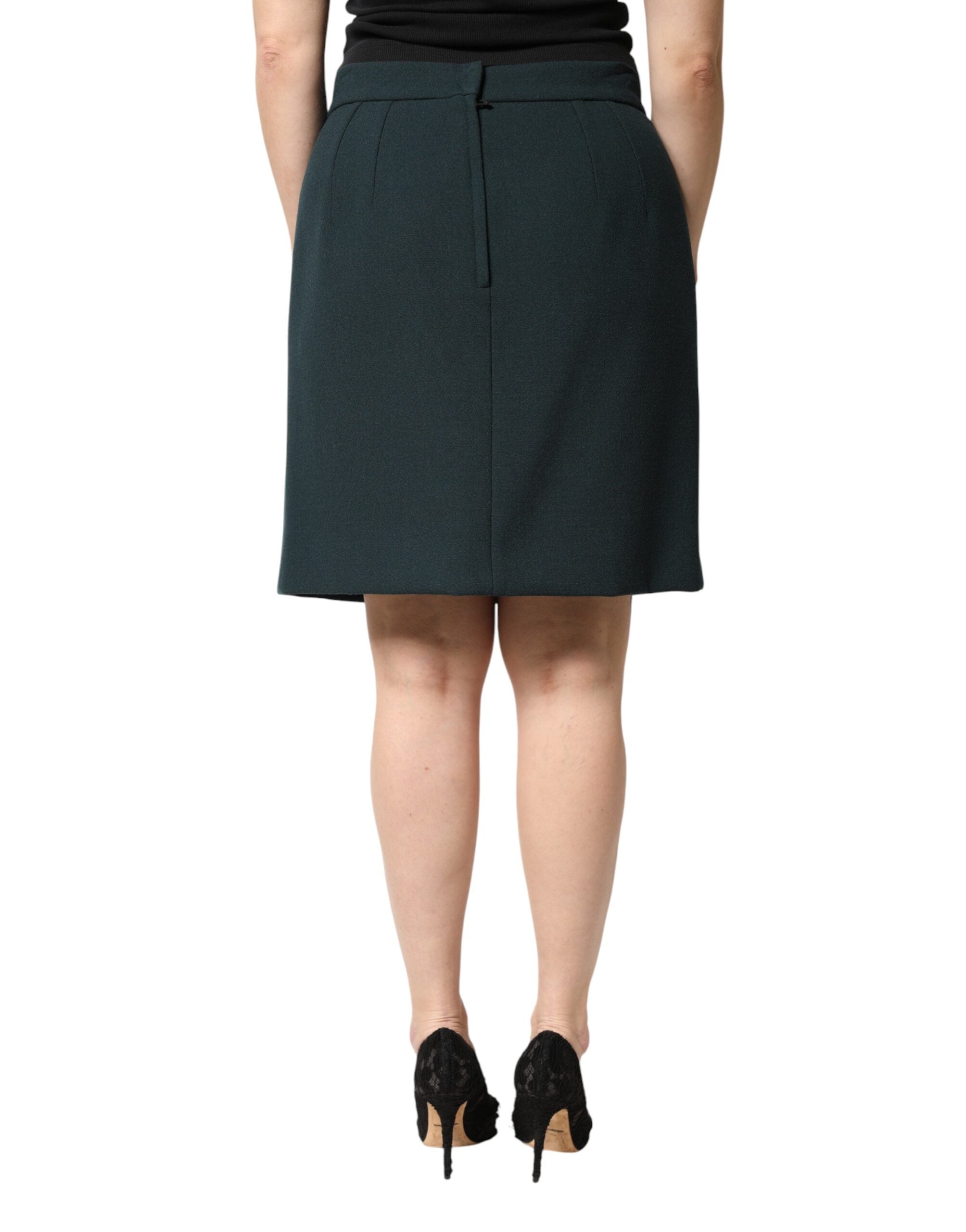 Dolce & Gabbana Dark Green Mid-Waist Mini Pencil Skirt-4