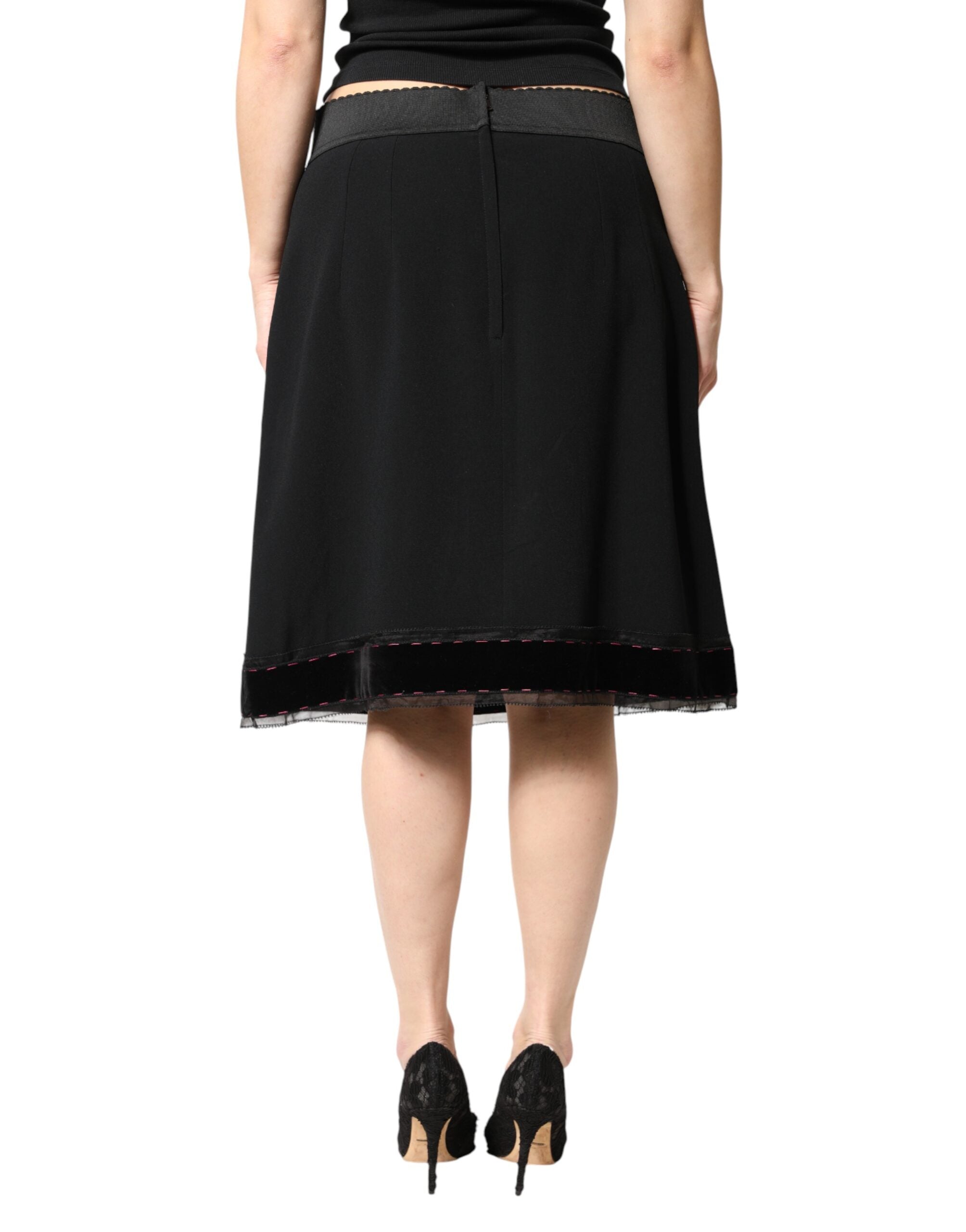 Dolce & Gabbana Schwarzer A-Linen-Rock in Mid-Waist-Länge bis zum Knie-4