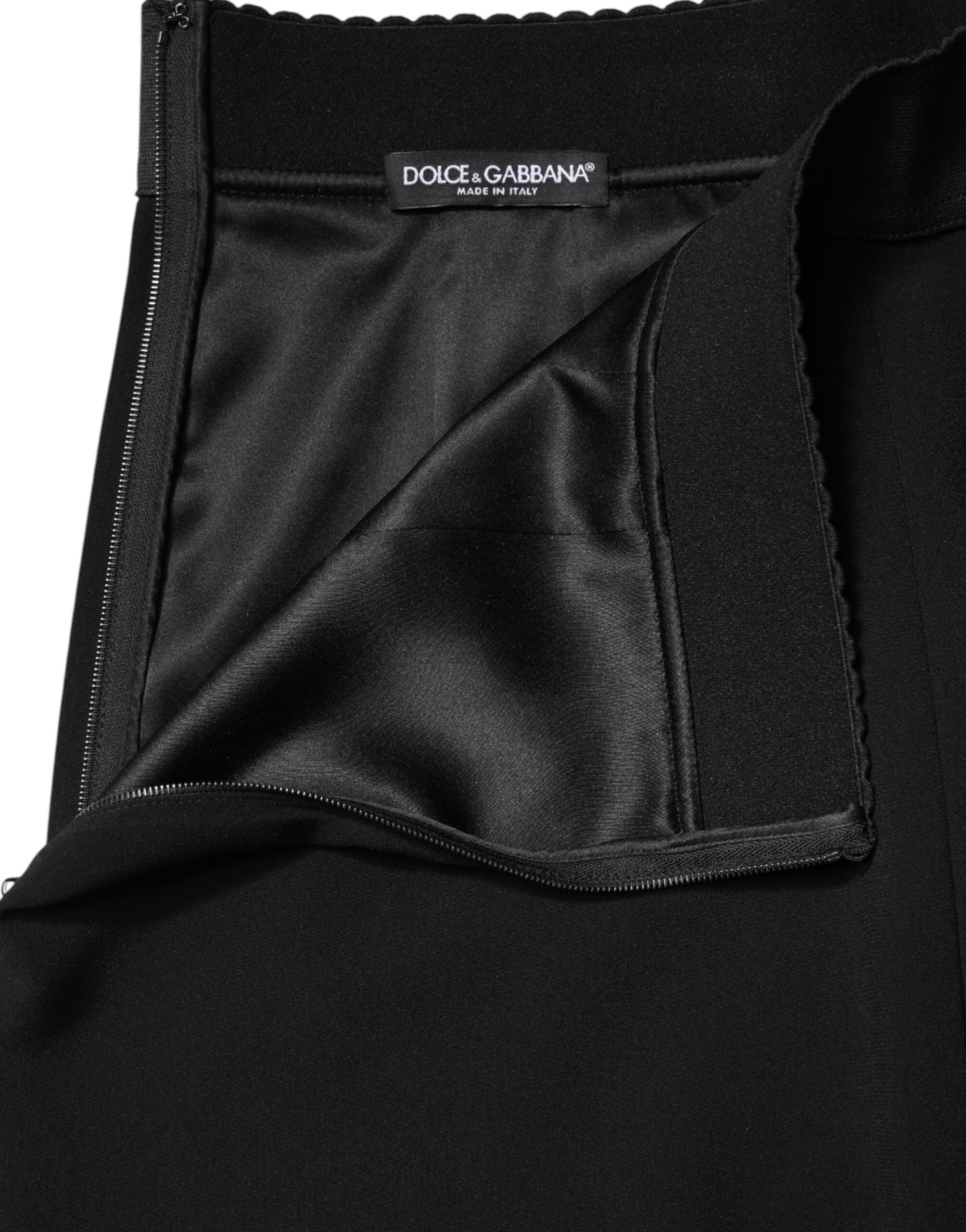 Dolce & Gabbana Schwarzer A-Linen-Rock in Mid-Waist-Länge bis zum Knie-6
