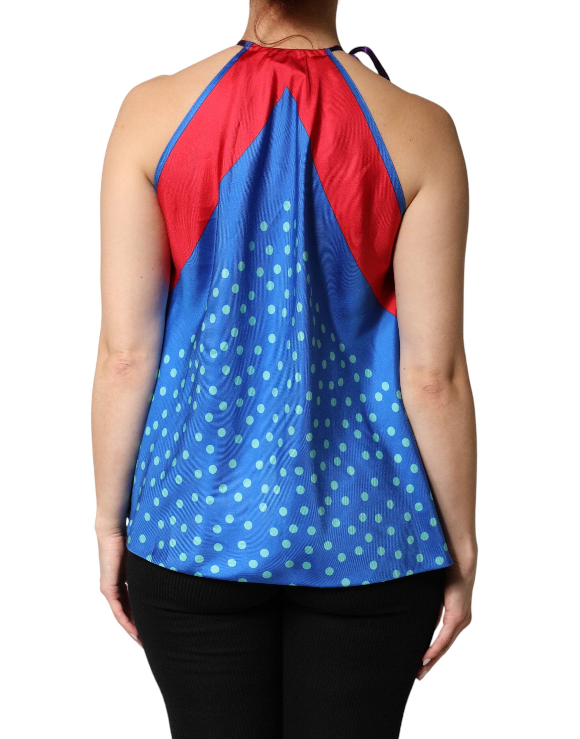 Dolce & Gabbana Mehrfarbige Polka-Dot-Krawatten-Halter-Bluse-4