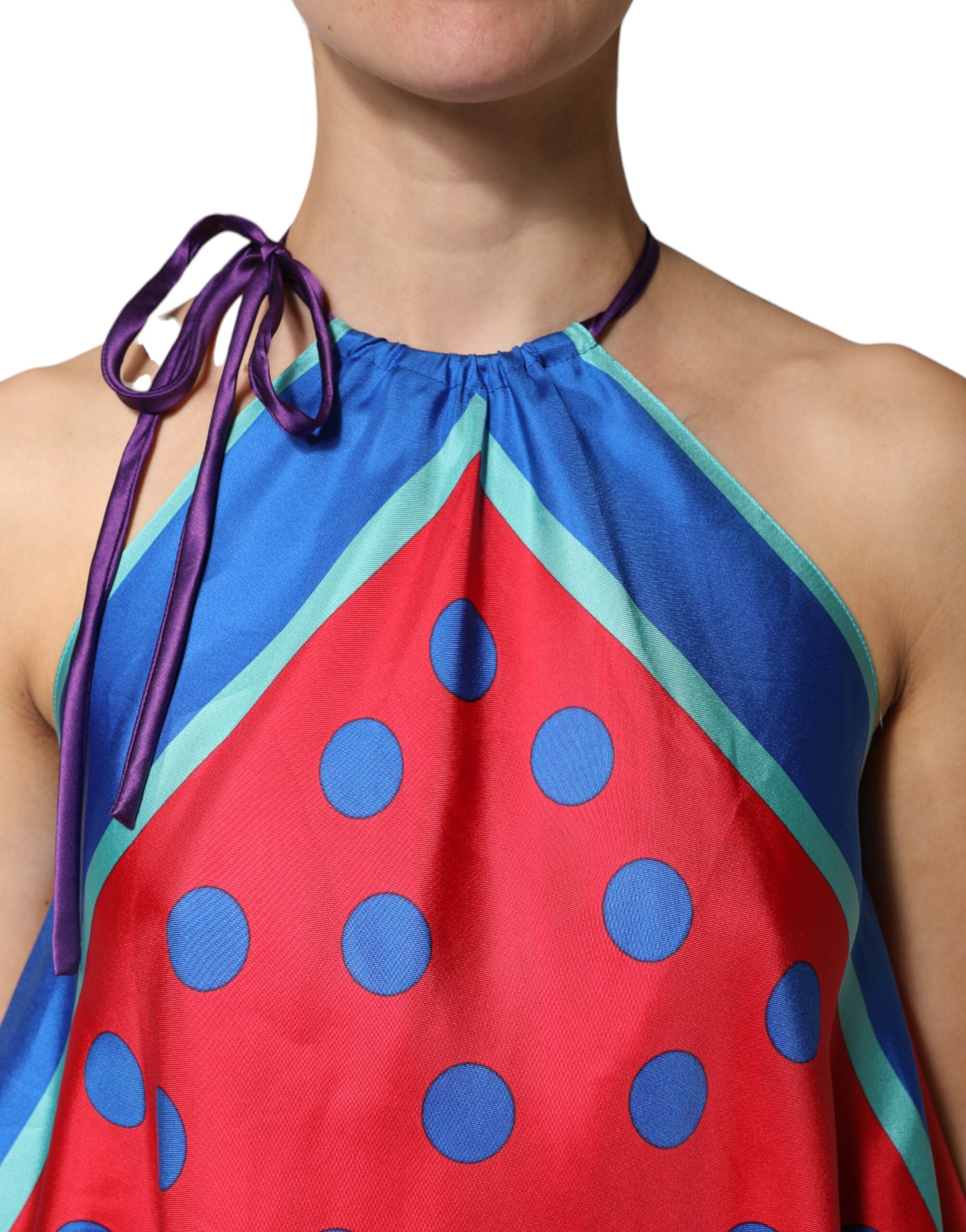 Dolce & Gabbana Mehrfarbige Polka-Dot-Krawatten-Halter-Bluse-5