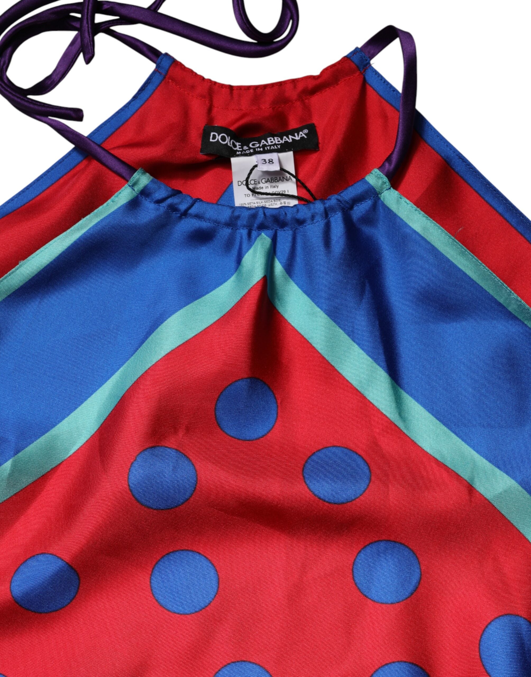 Dolce & Gabbana Mehrfarbige Polka-Dot-Krawatten-Halter-Bluse-7