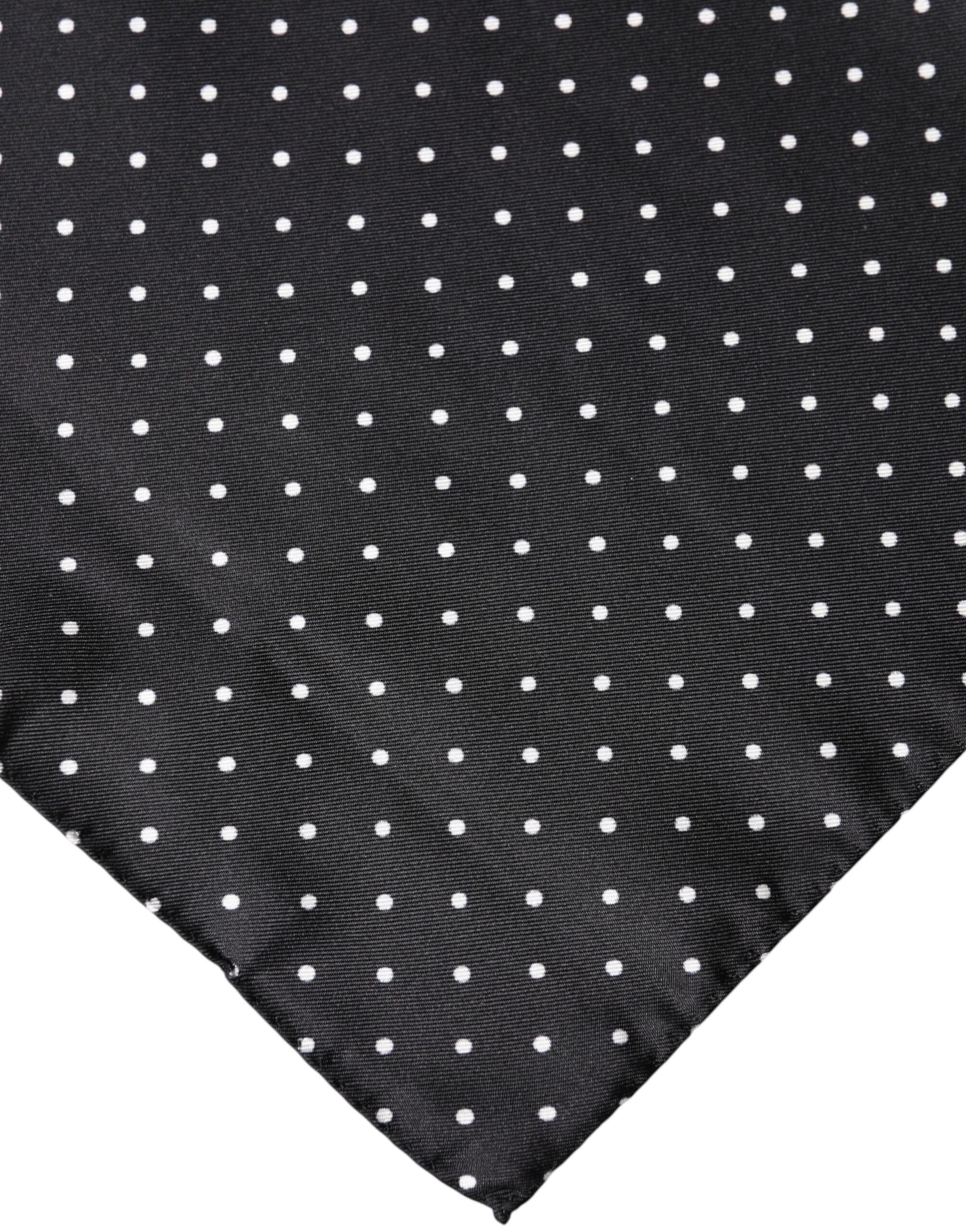 Dolce & Gabbana Black Polka Dot Silk Foulard Scarf-3