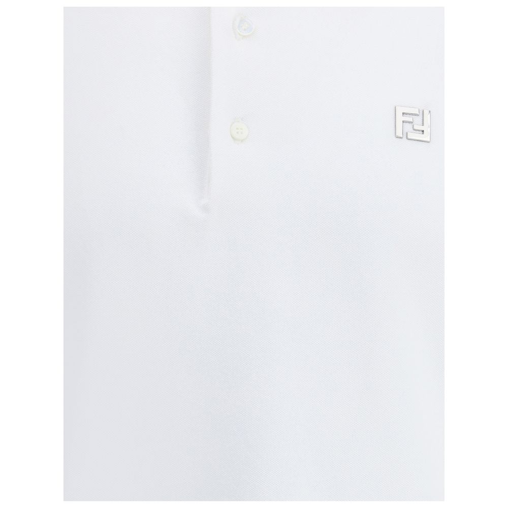Fendi White Cotton Polo Shirt-3