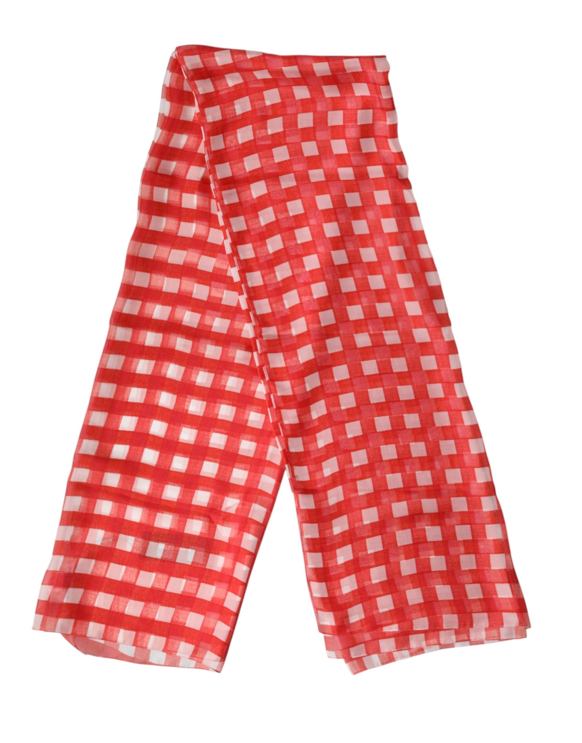 Dolce & Gabbana Red Plaid Stole Scarf Wrap-3