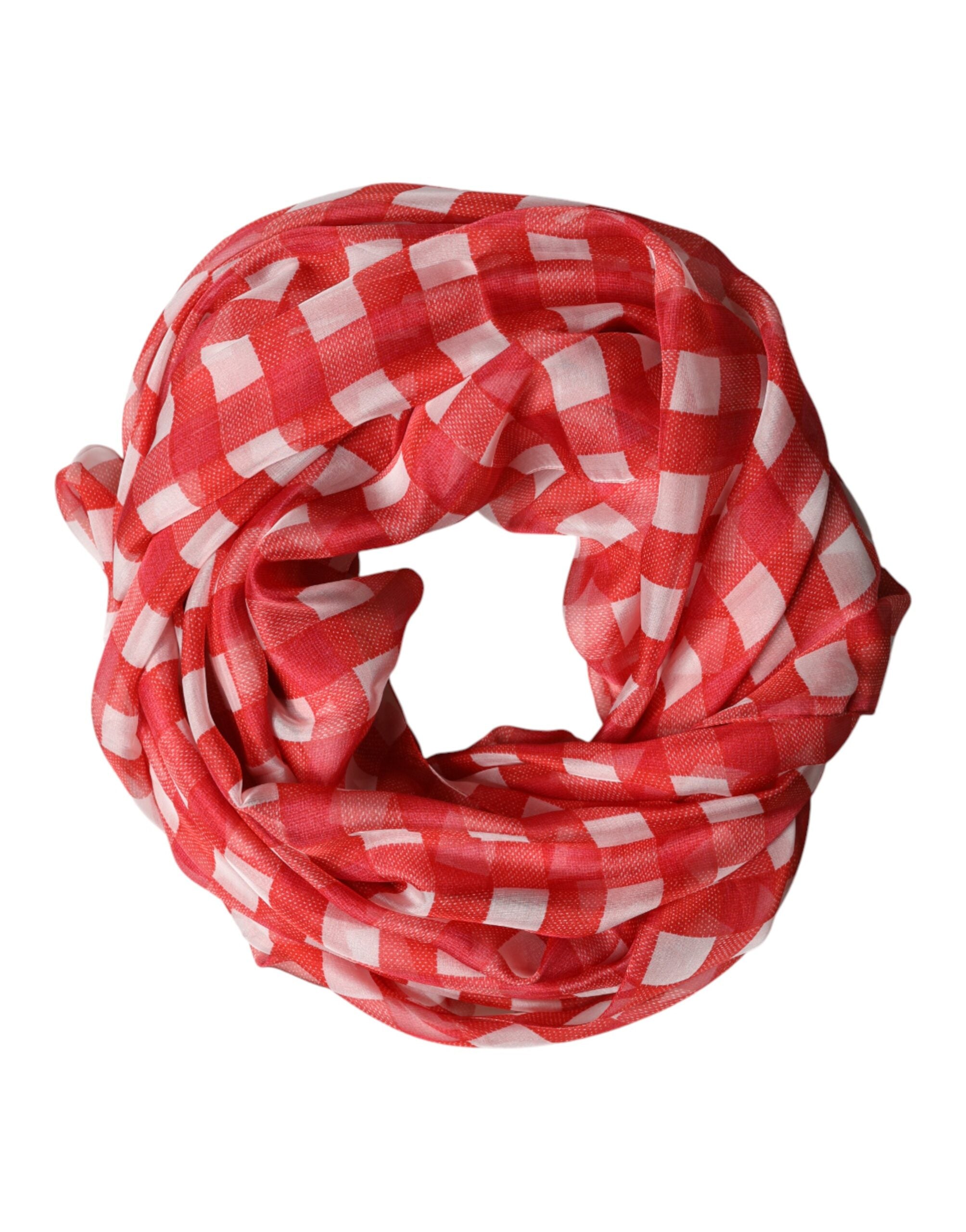 Dolce & Gabbana Red Plaid Stole Scarf Wrap-1