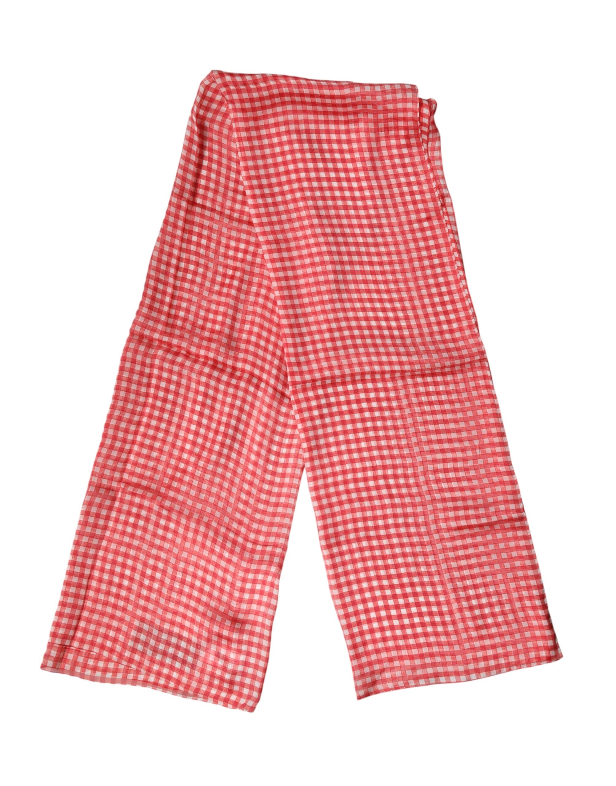 Dolce & Gabbana Red Plaid Silk Scarf-3
