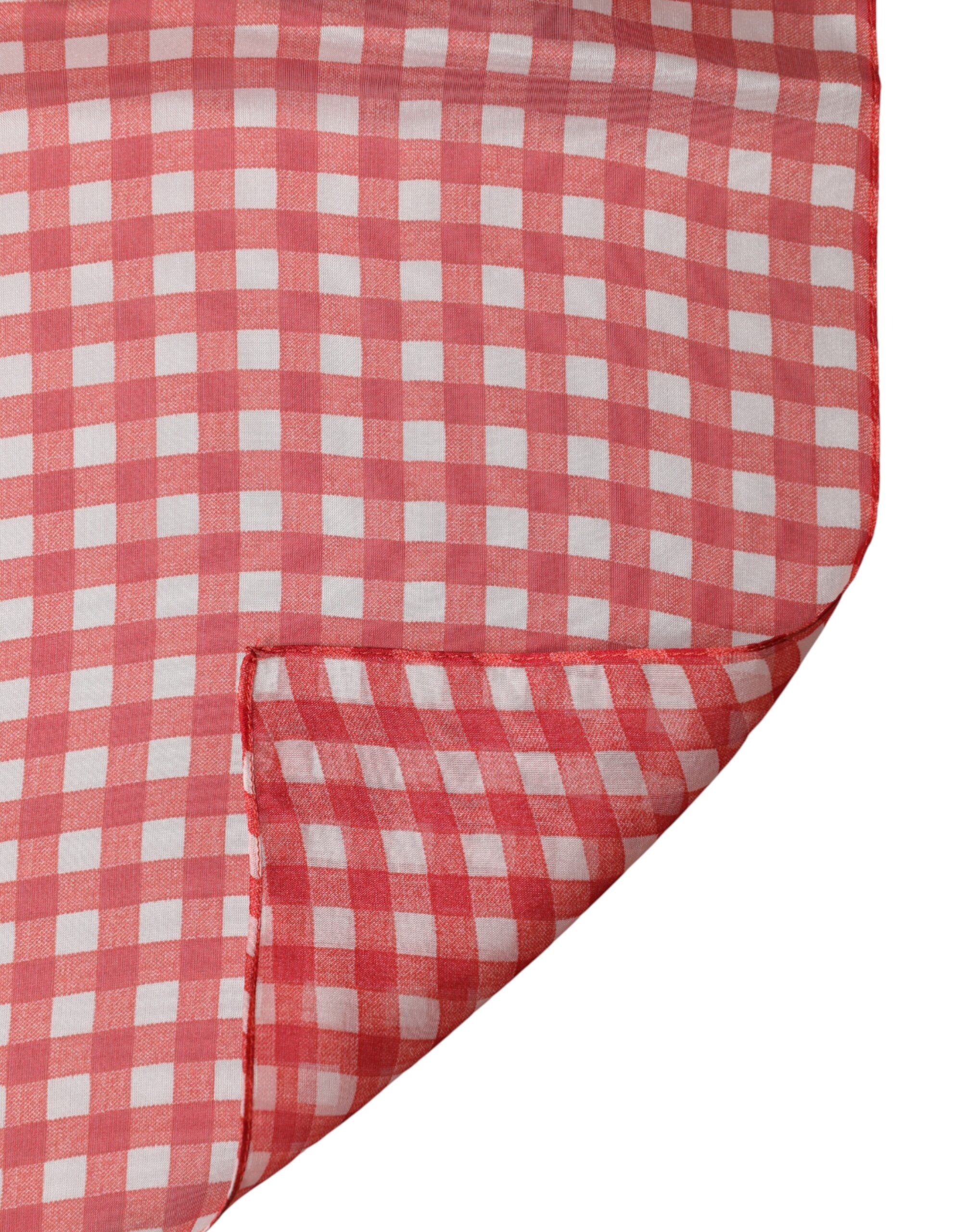 Dolce & Gabbana Red Plaid Silk Scarf-4