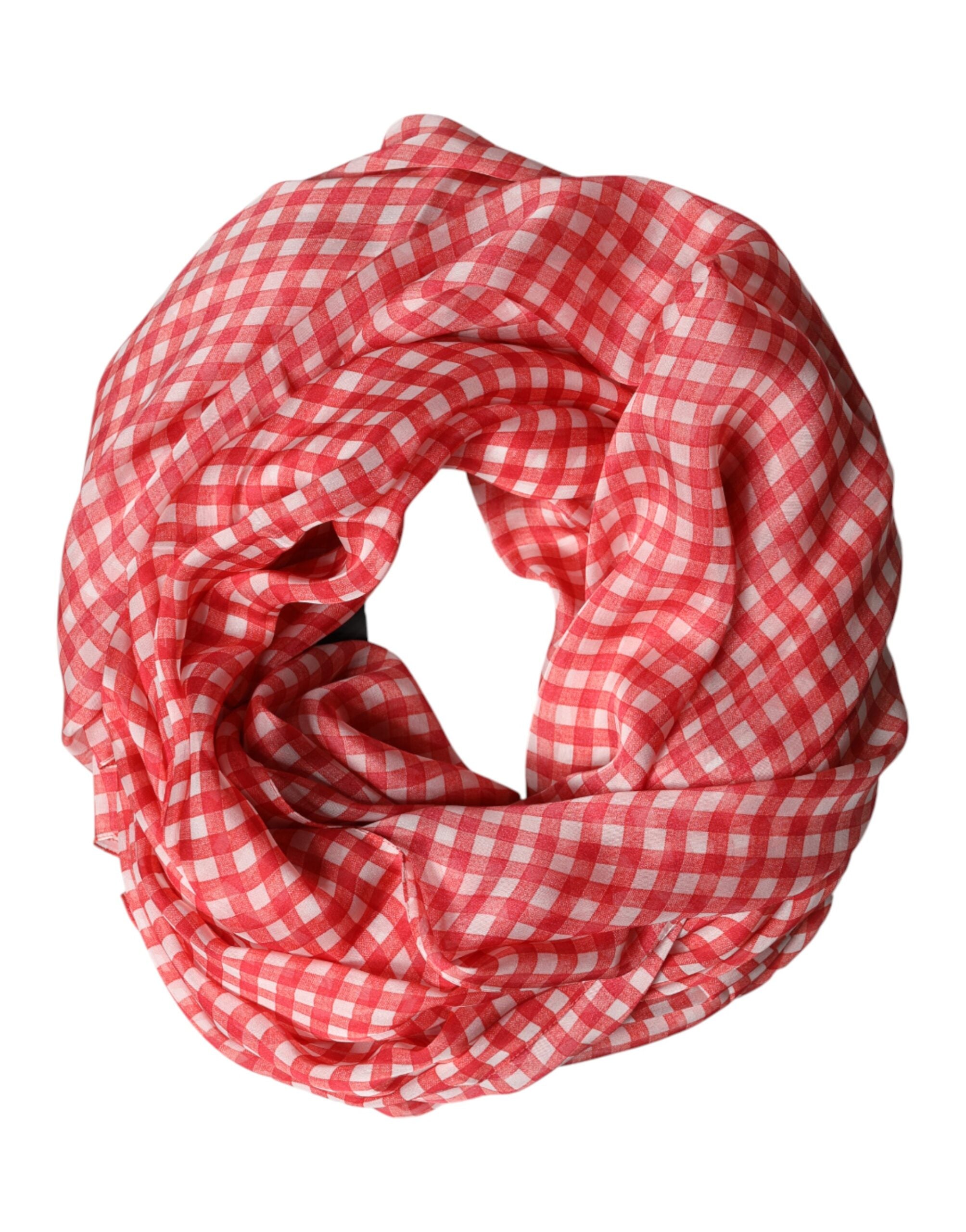 Dolce & Gabbana Red Plaid Silk Scarf-1