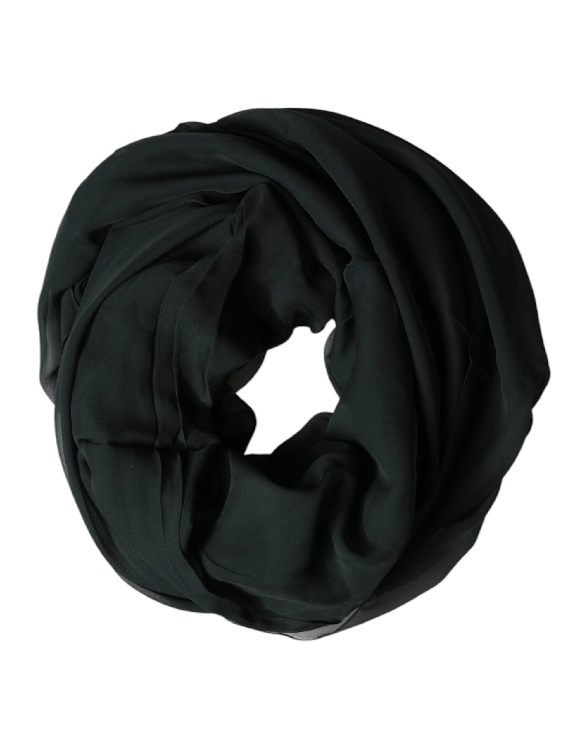 Dolce & Gabbana Dark Green Silk Scarf Shawl Neck-Scarf-2