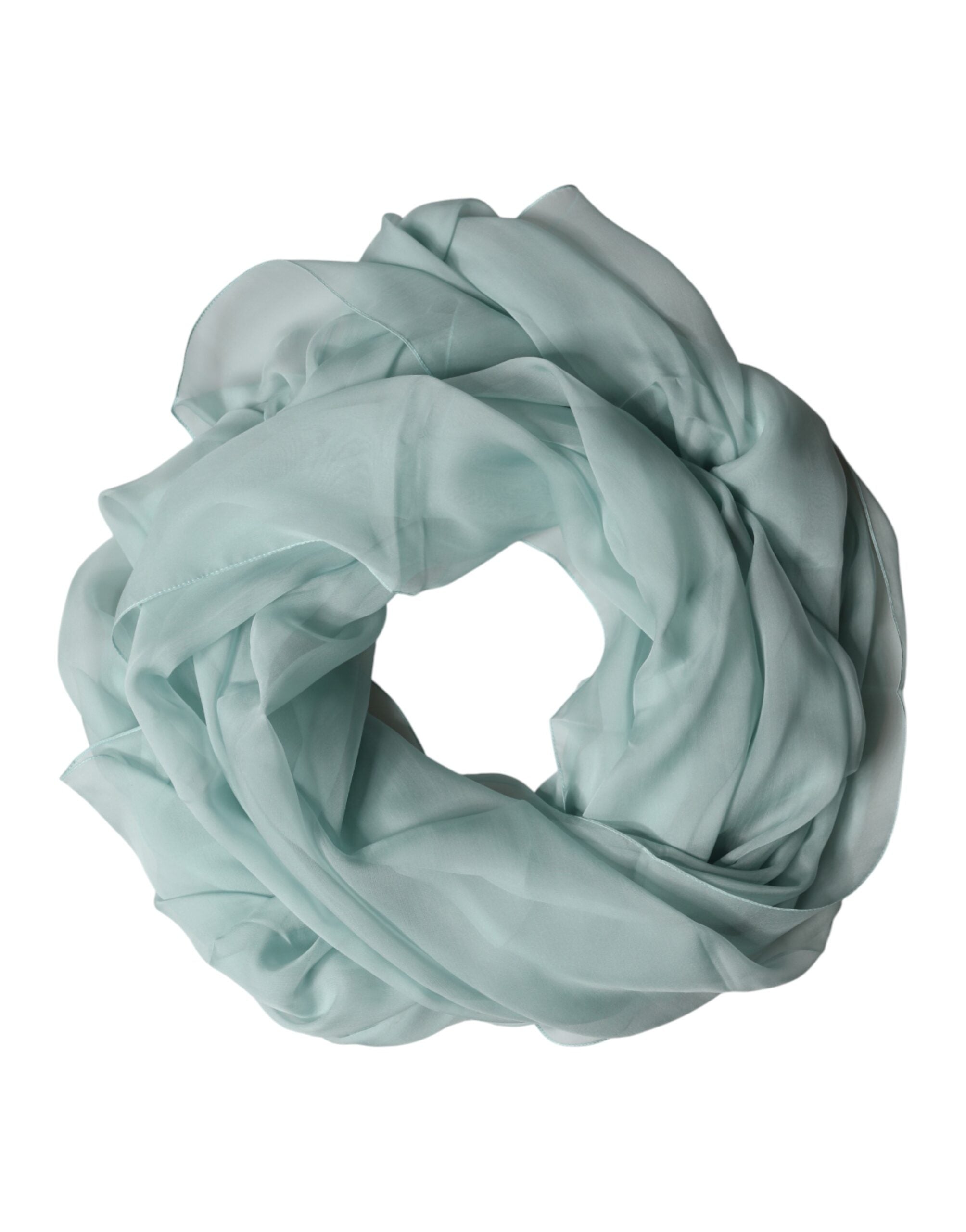 Dolce & Gabbana Light Turquoise Silk Stole Neck Scarf Shawl-2
