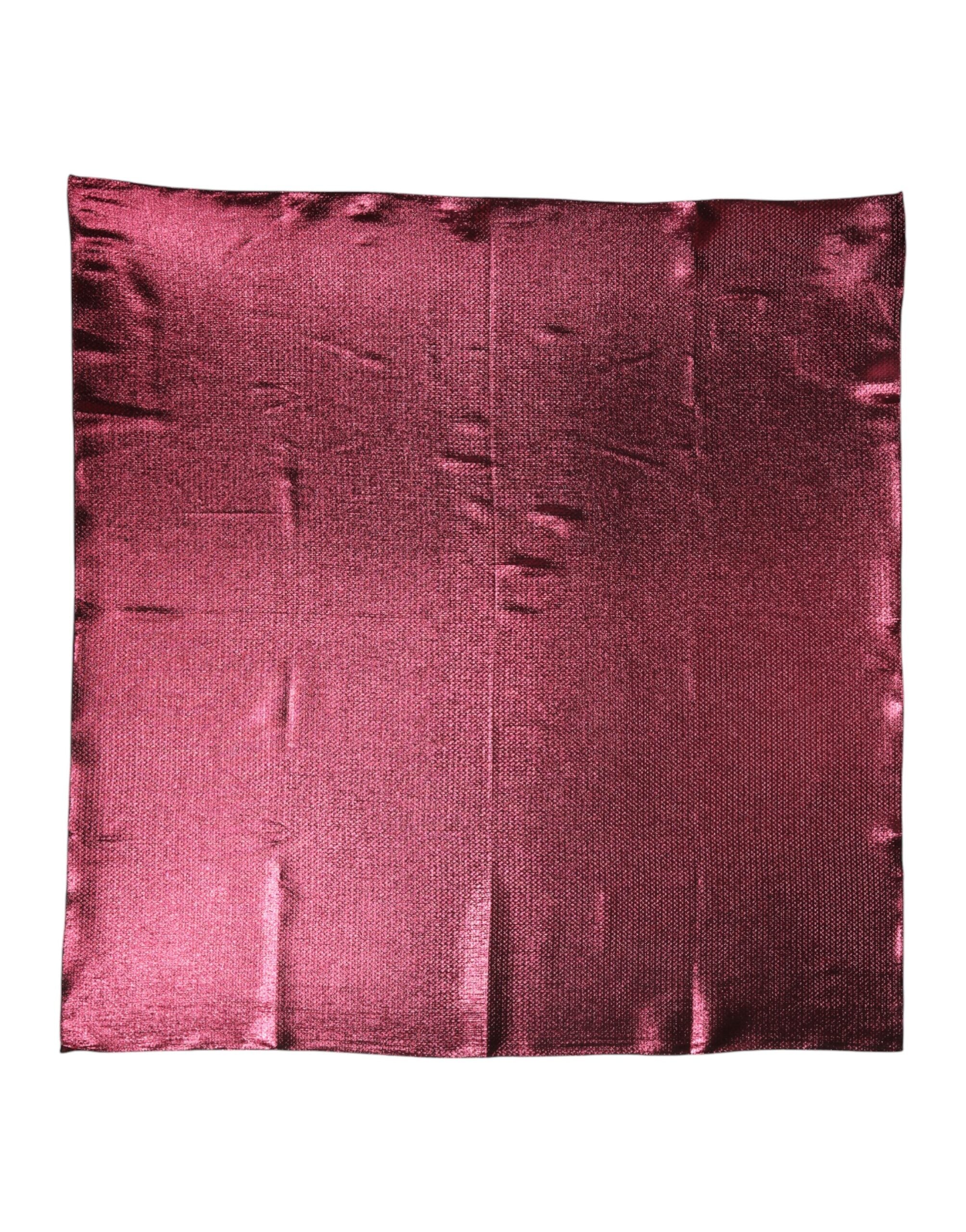 Dolce & Gabbana Metallic Pink Silk Square Foulard Scarf-2