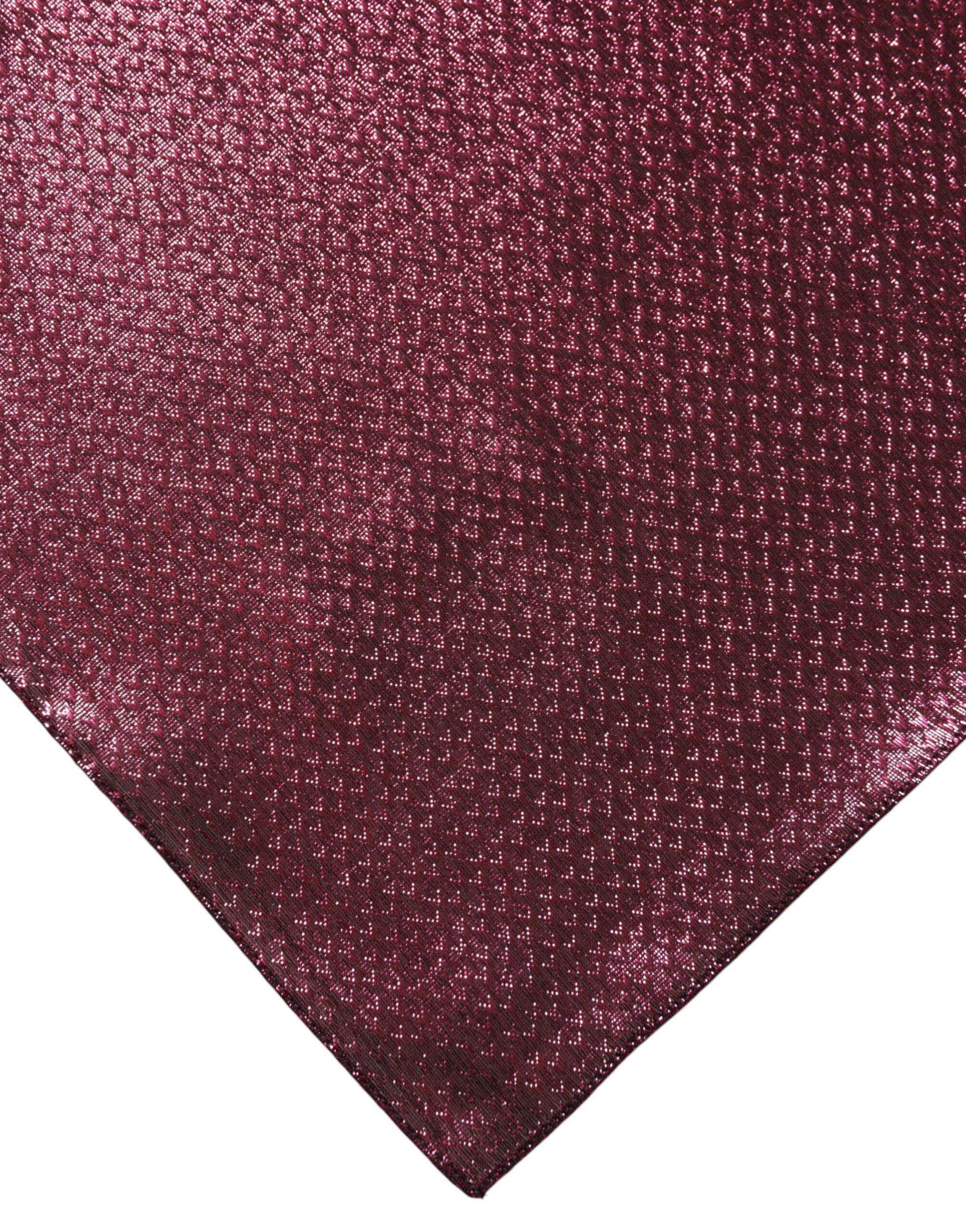 Dolce & Gabbana Metallic Pink Silk Square Foulard Scarf-3