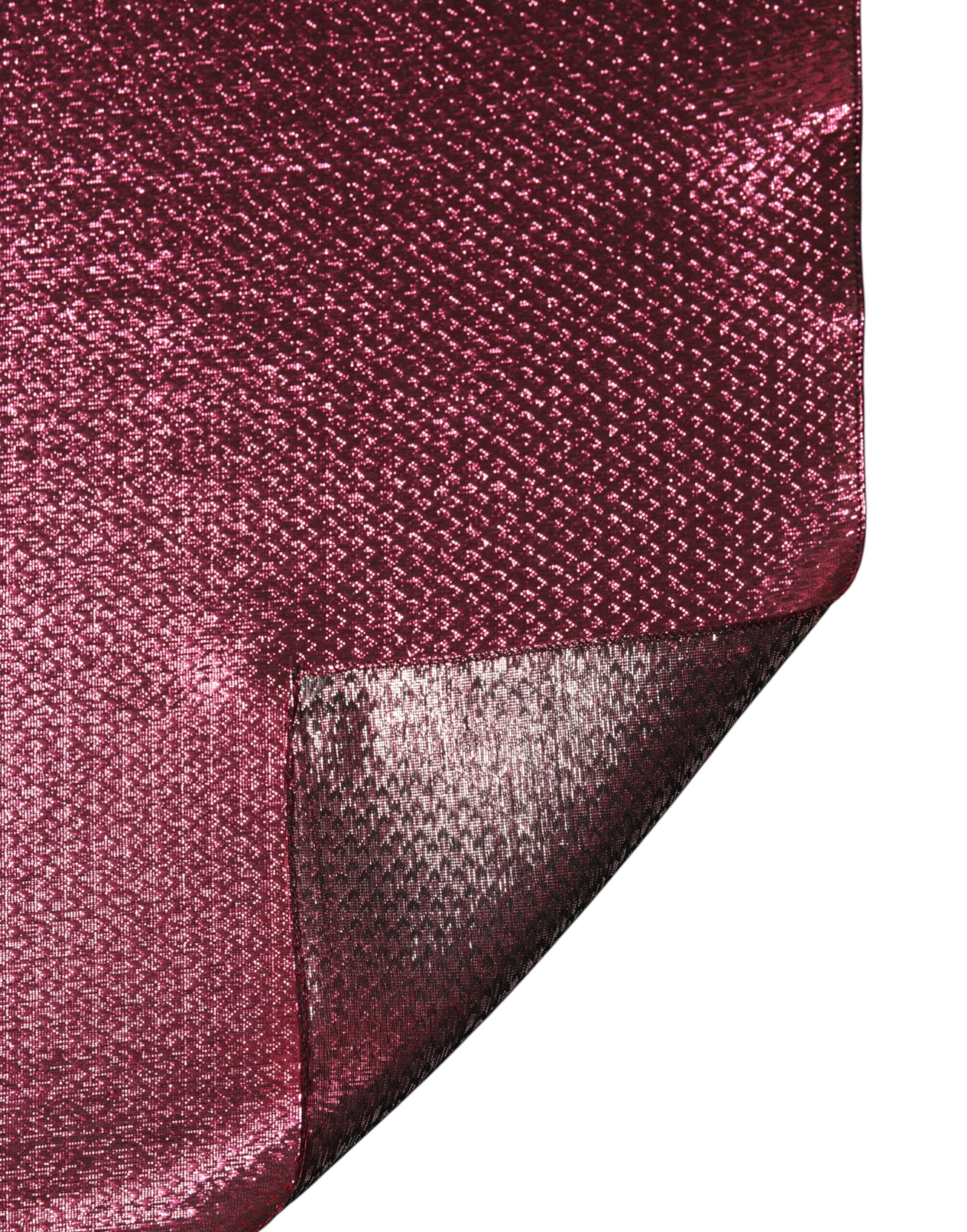 Dolce & Gabbana Metallic Pink Silk Square Foulard Scarf-5