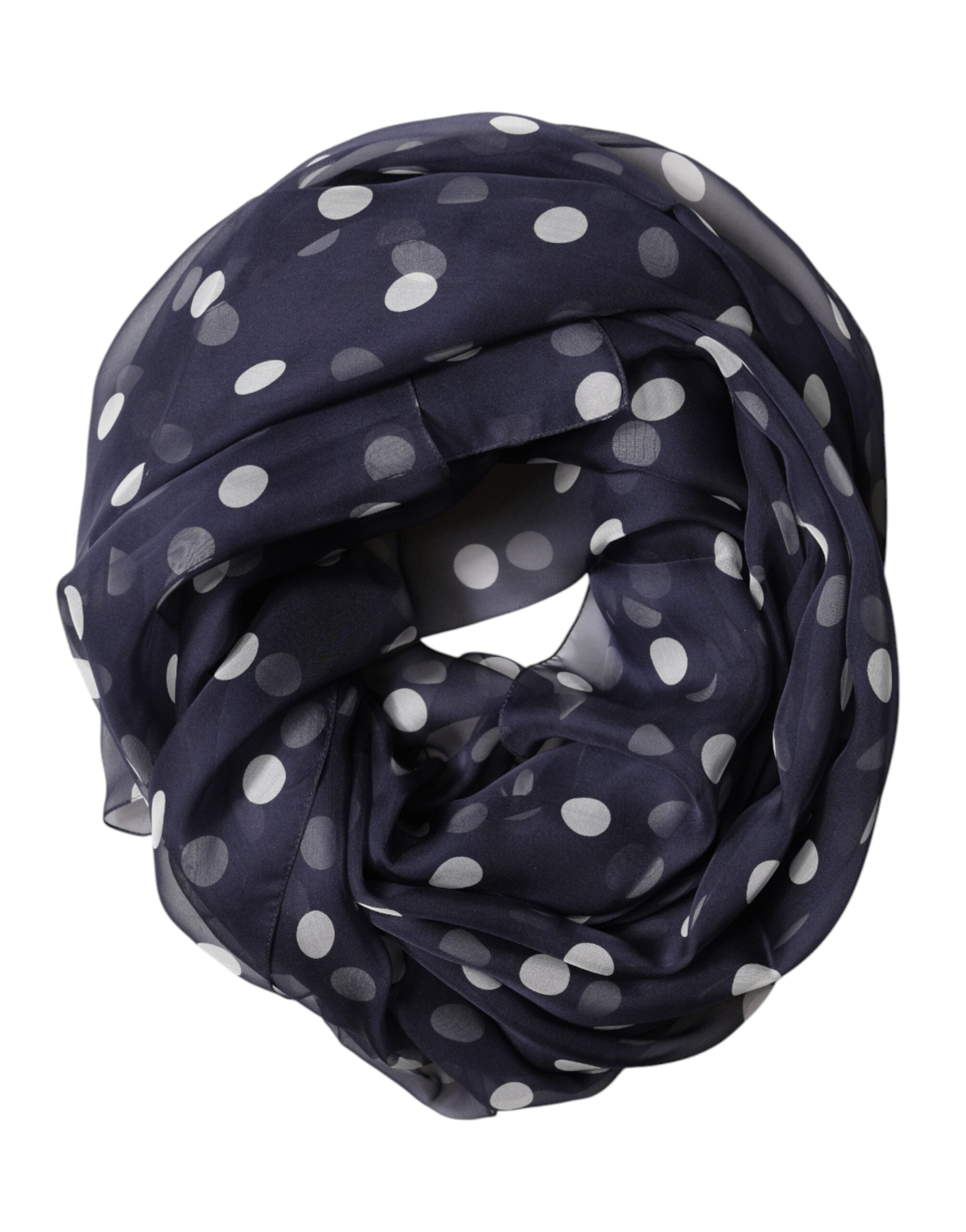 Dolce & Gabbana Blue Silk Polka Dot Scarf, 205cm x 132cm-2