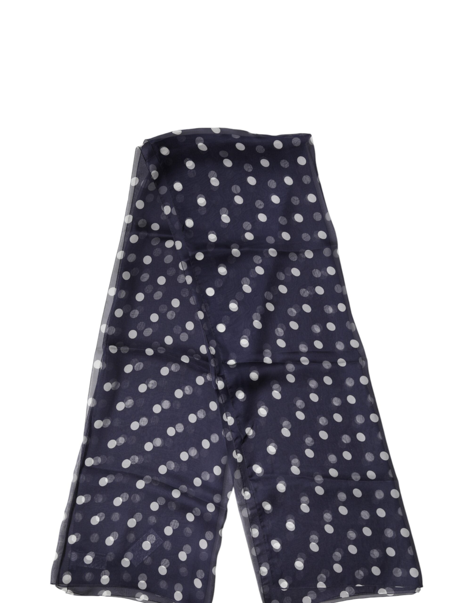 Dolce & Gabbana Blue Silk Polka Dot Scarf, 205cm x 132cm-5