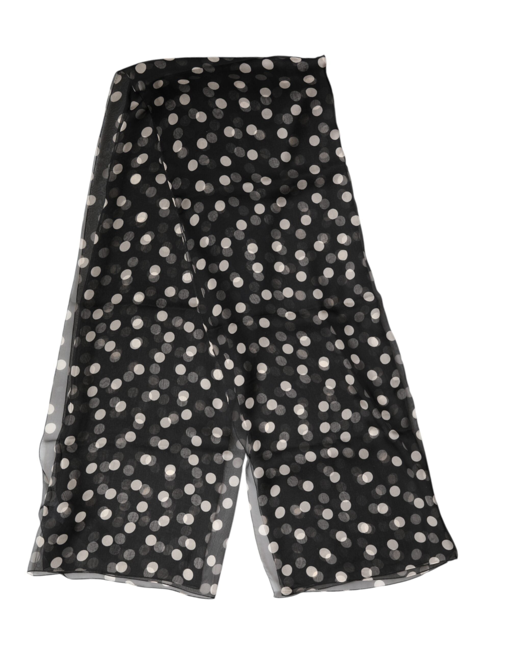 Dolce & Gabbana Black Silk Polka Dot Scarf 205cm x 137cm-3