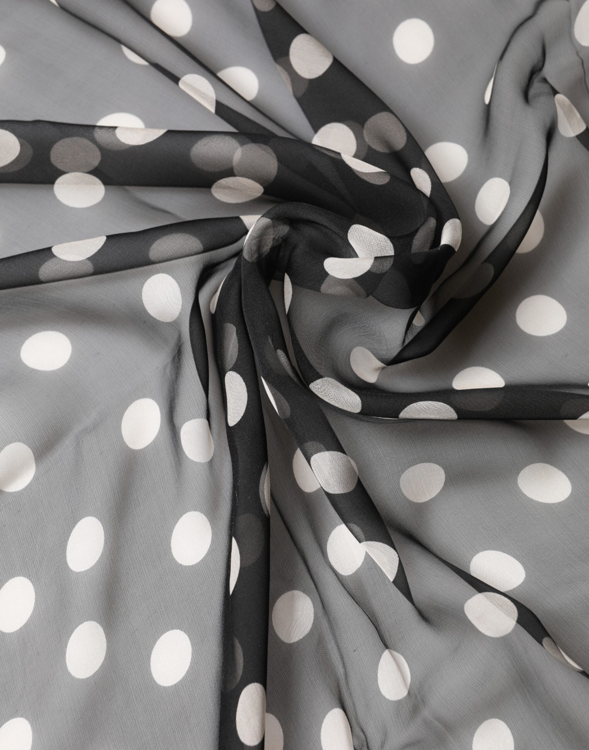 Dolce & Gabbana Black Silk Polka Dot Scarf 205cm x 137cm-4