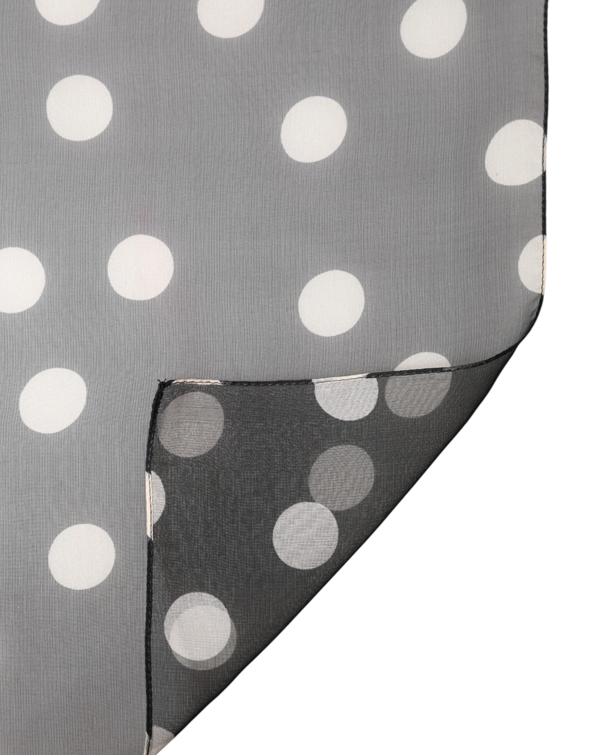 Dolce & Gabbana Black Silk Polka Dot Scarf 205cm x 137cm-5