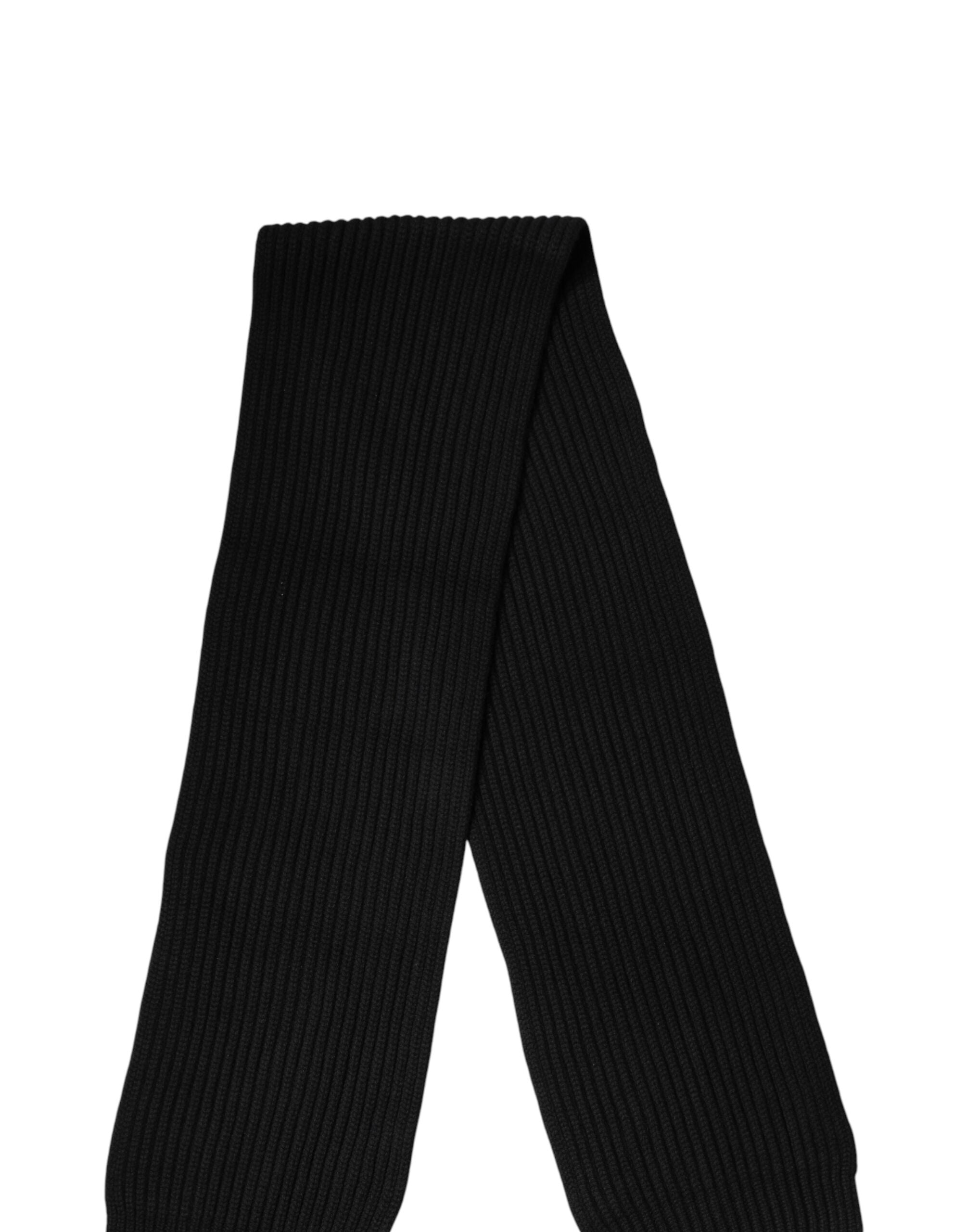 Dolce & Gabbana Black Cashmere Knit Wrap Scarf 202cm x 26cm-3