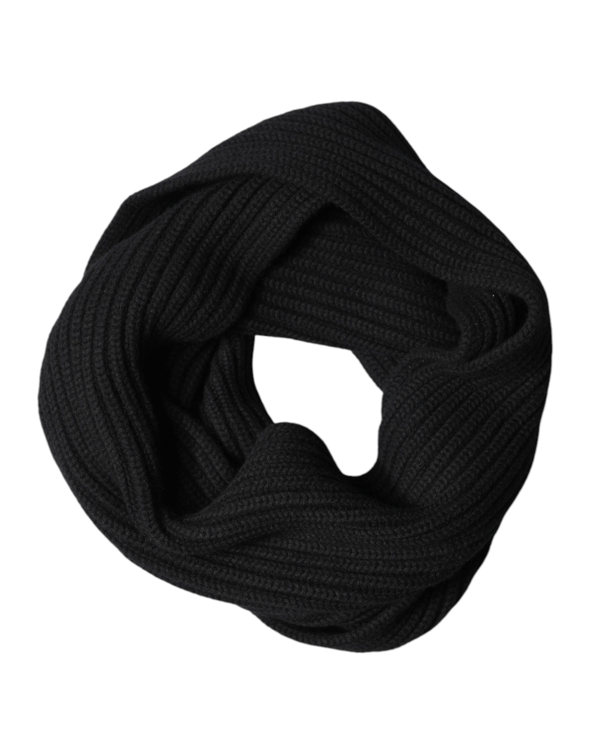 Dolce & Gabbana Black Cashmere Knit Wrap Scarf 202cm x 26cm-2