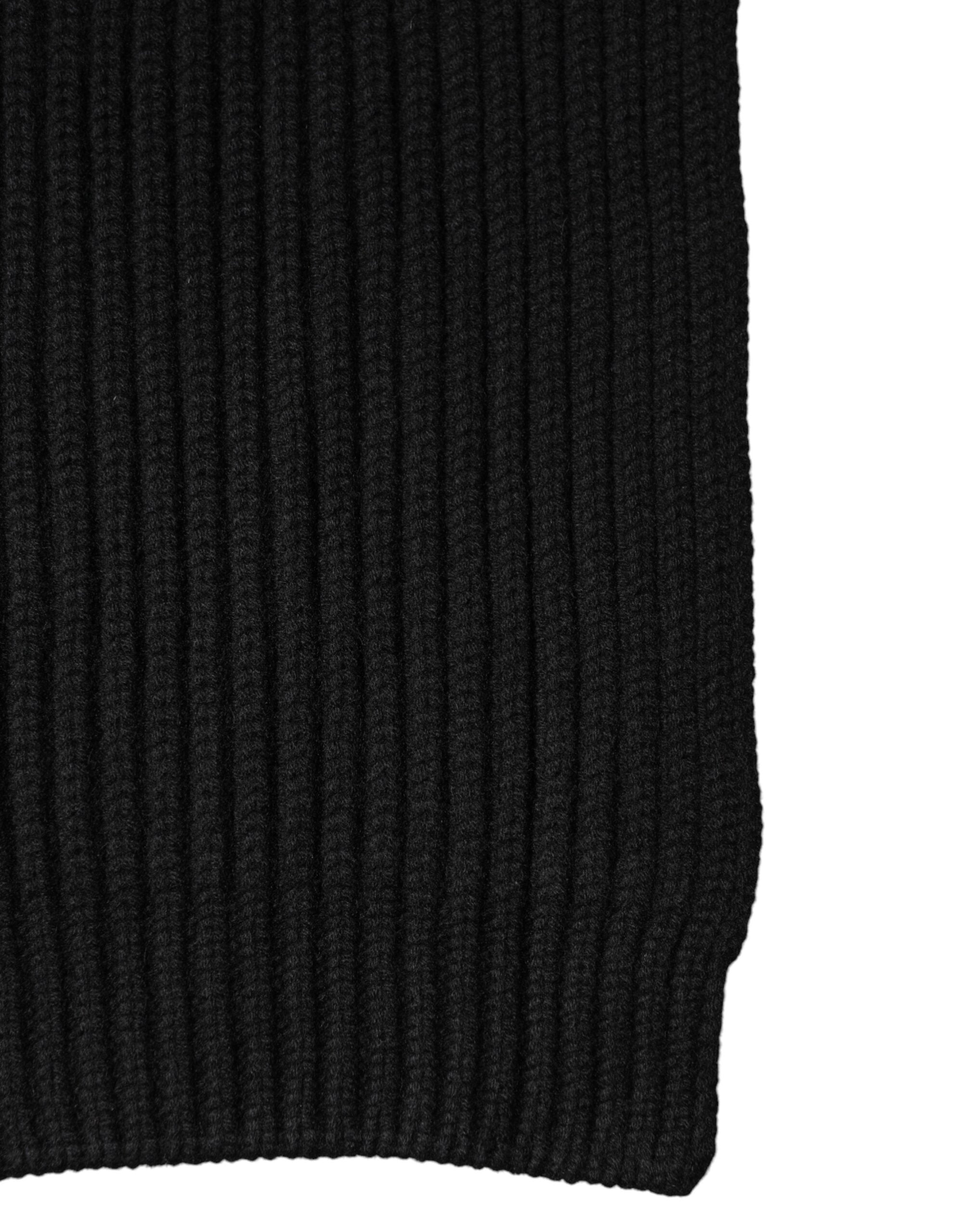 Dolce & Gabbana Black Cashmere Knit Wrap Scarf 202cm x 26cm-5
