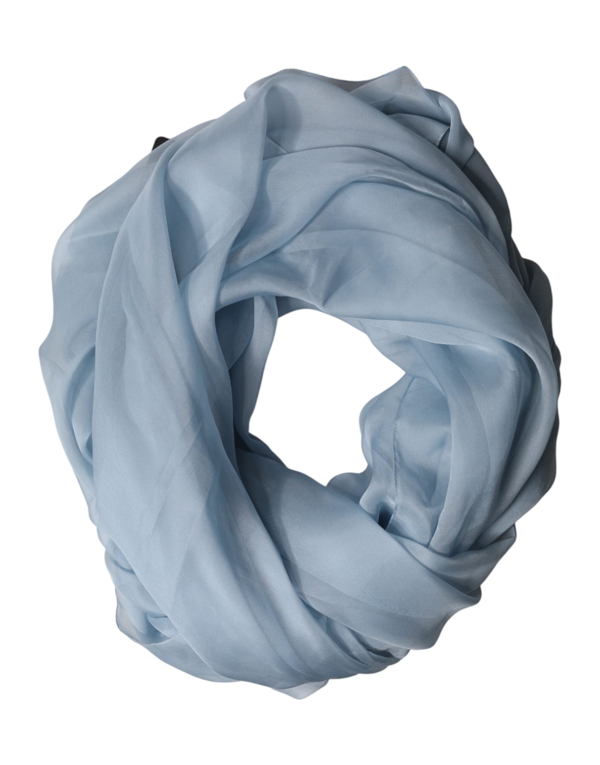 Dolce & Gabbana Light Blue Silk Stole Scarf 200cm x 130cm-1