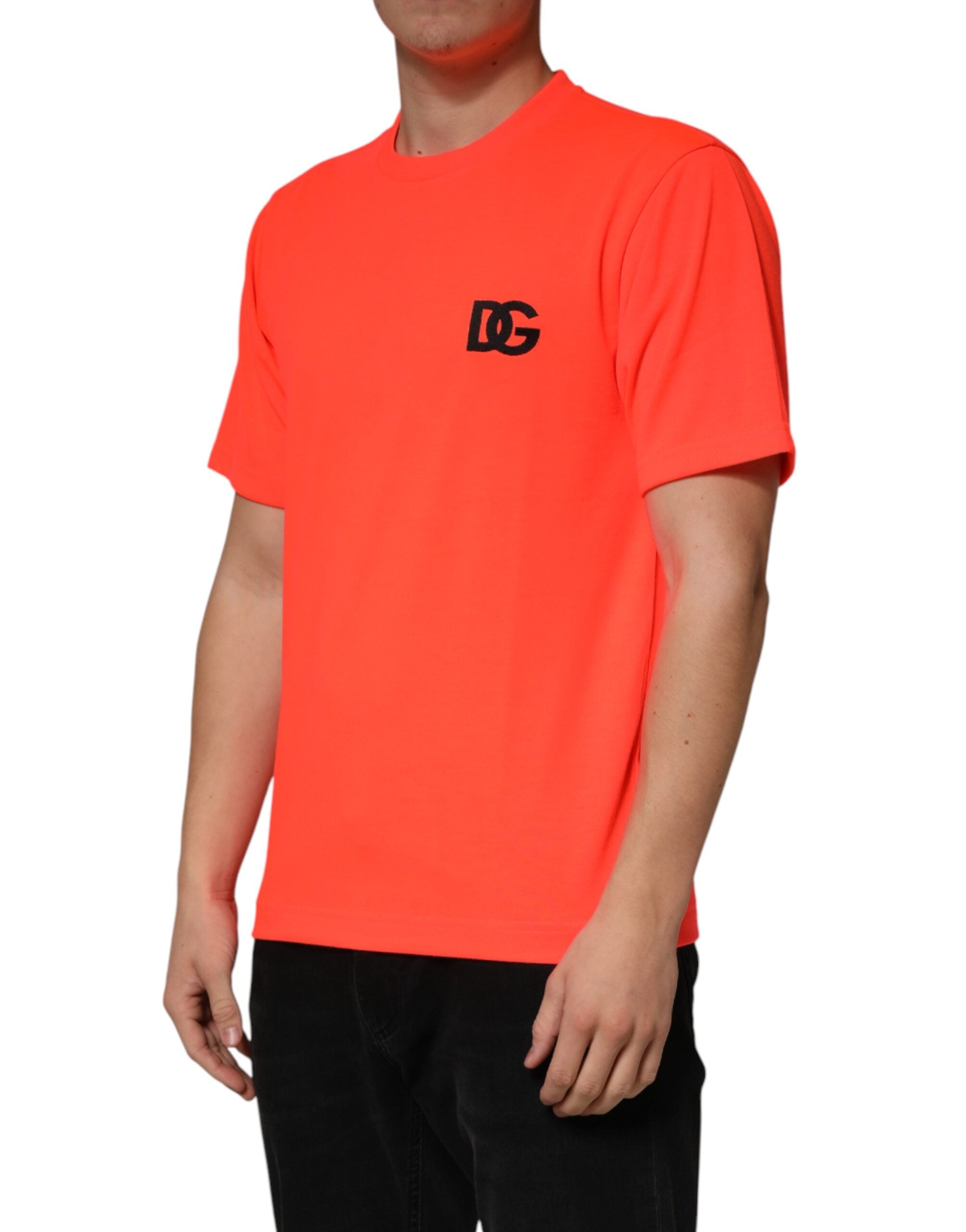 Dolce & Gabbana Neon Orange Polyester Rundhals Herren T-Shirt-3