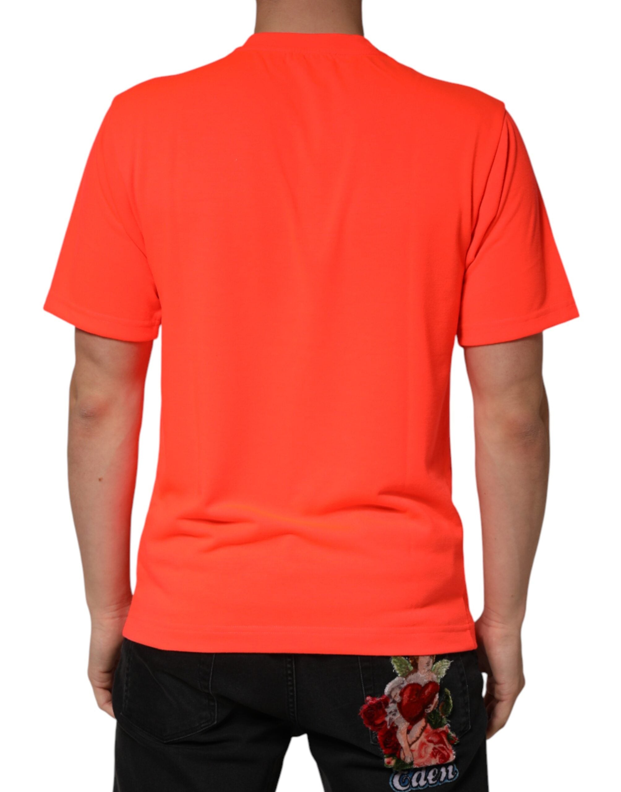 Dolce & Gabbana Neon Orange Polyester Rundhals Herren T-Shirt-4