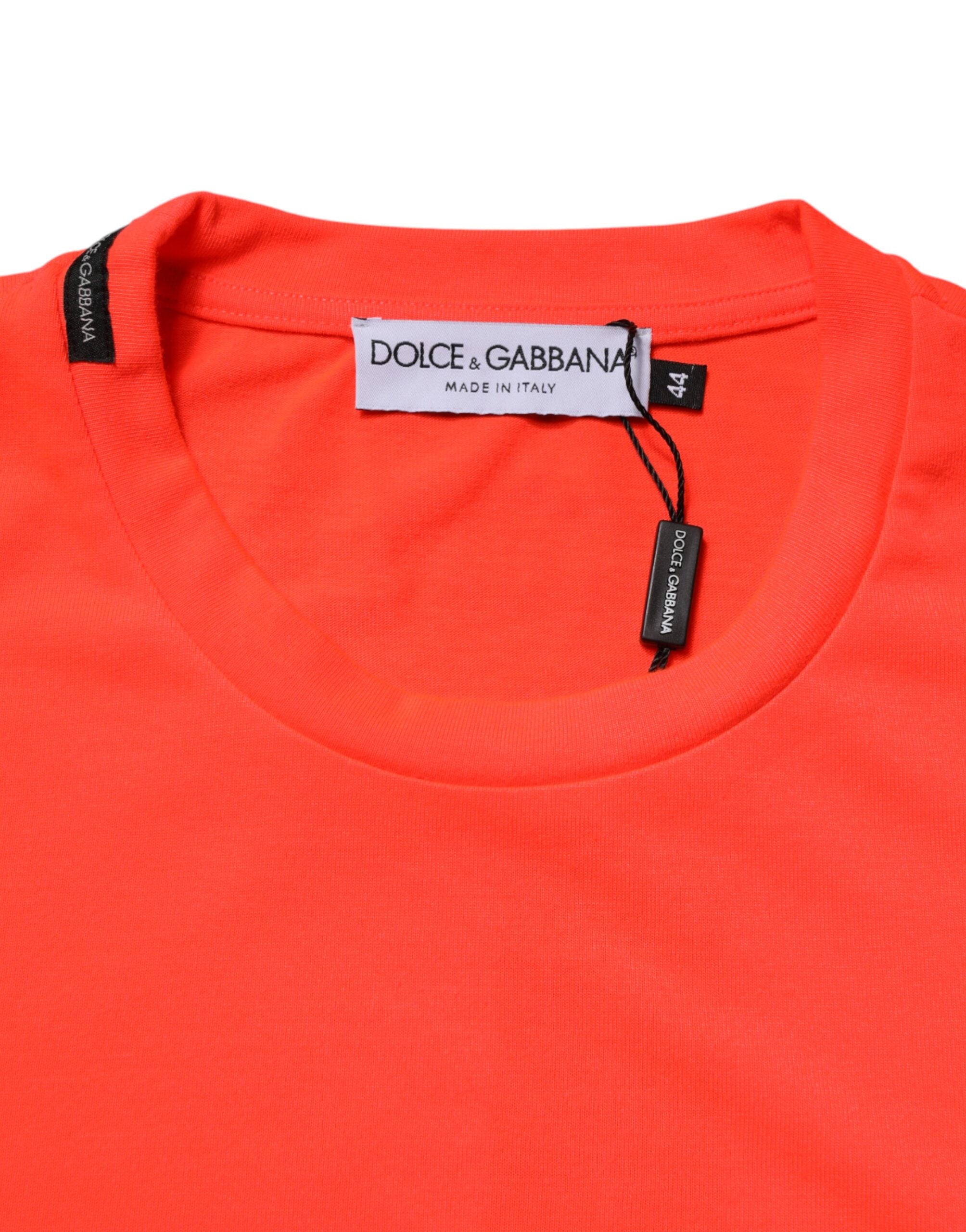 Dolce & Gabbana Neon Orange Polyester Rundhals Herren T-Shirt-6