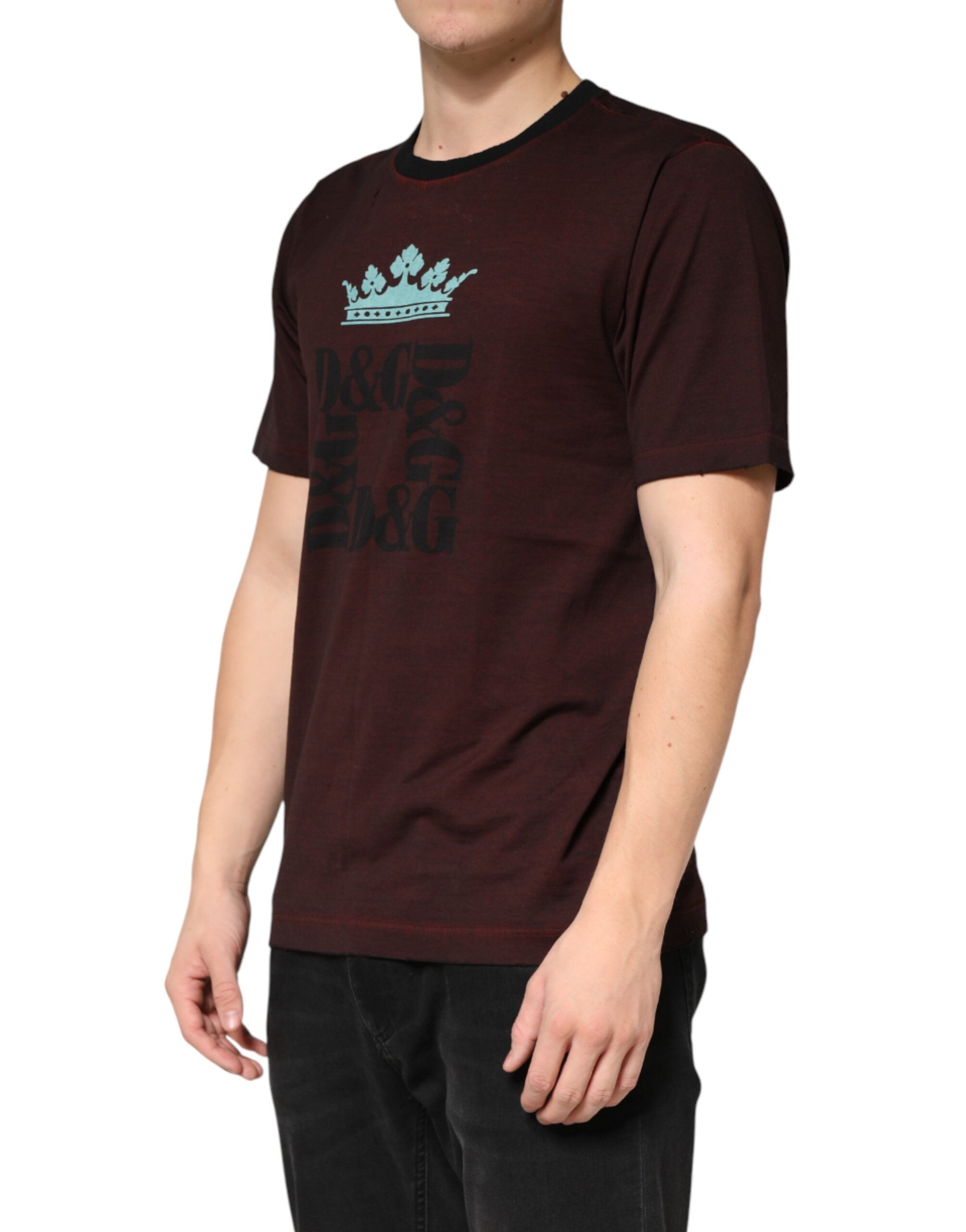 Dolce & Gabbana Maroon DG Crown Baumwoll-Rundhals-T-Shirt für Herren-3