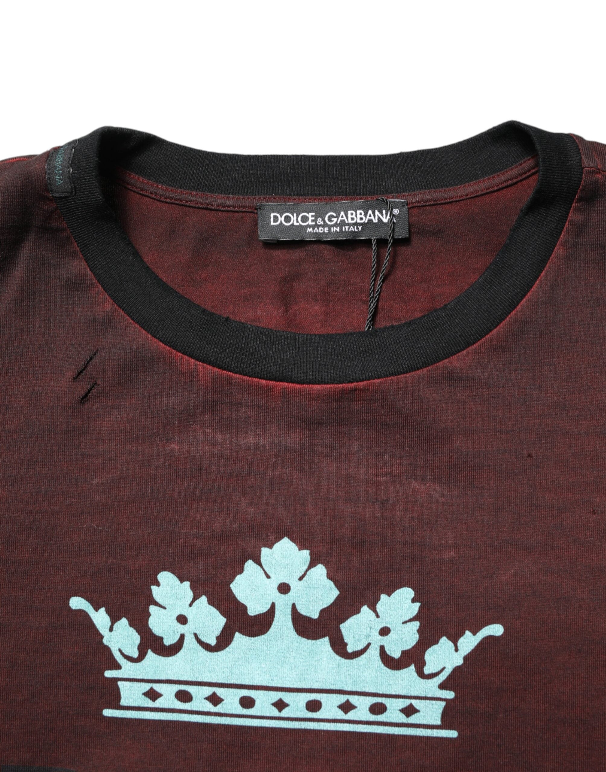 Dolce & Gabbana Maroon DG Crown Baumwoll-Rundhals-T-Shirt für Herren-6
