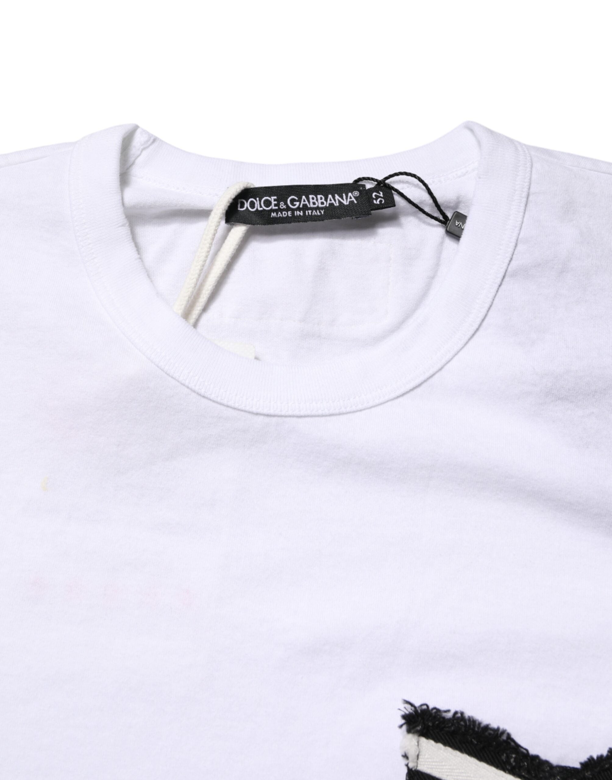 Dolce & Gabbana White Striped Cotton Crew Neck T-Shirt-6