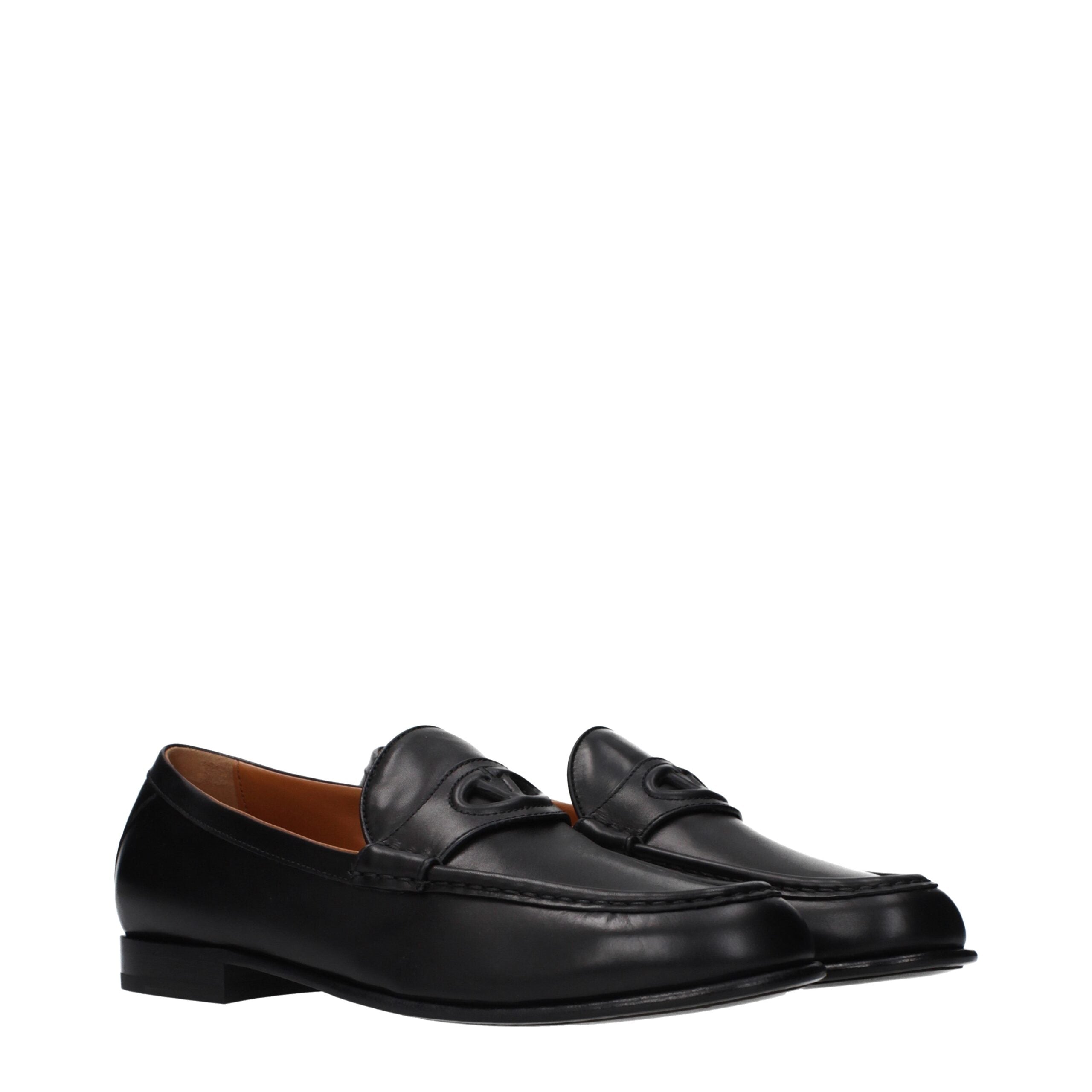 Valentino Garavani Schwarze Leder Loafer zum Hineinschlüpfen-2