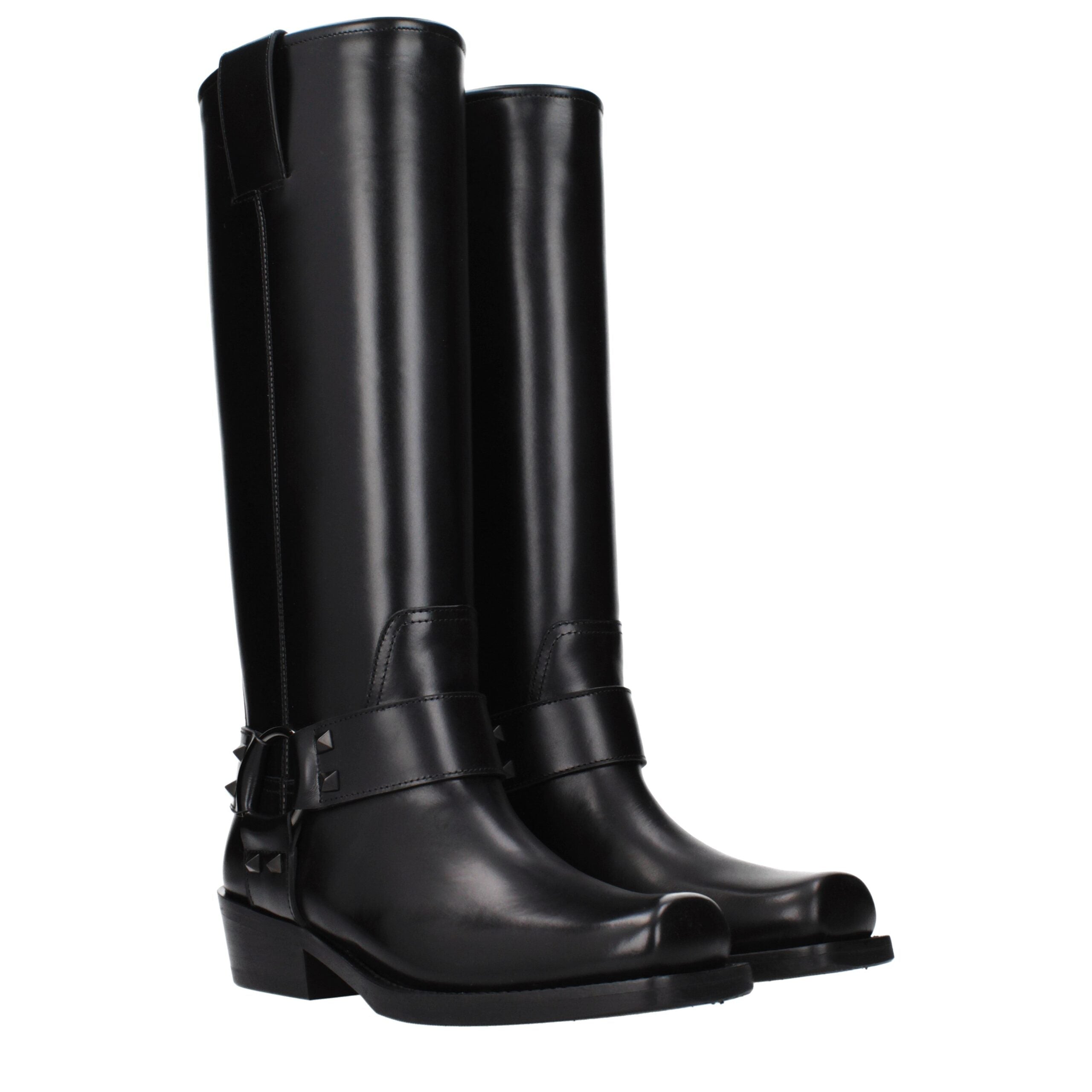 Valentino Garavani Schwarze Lederstiefel-2