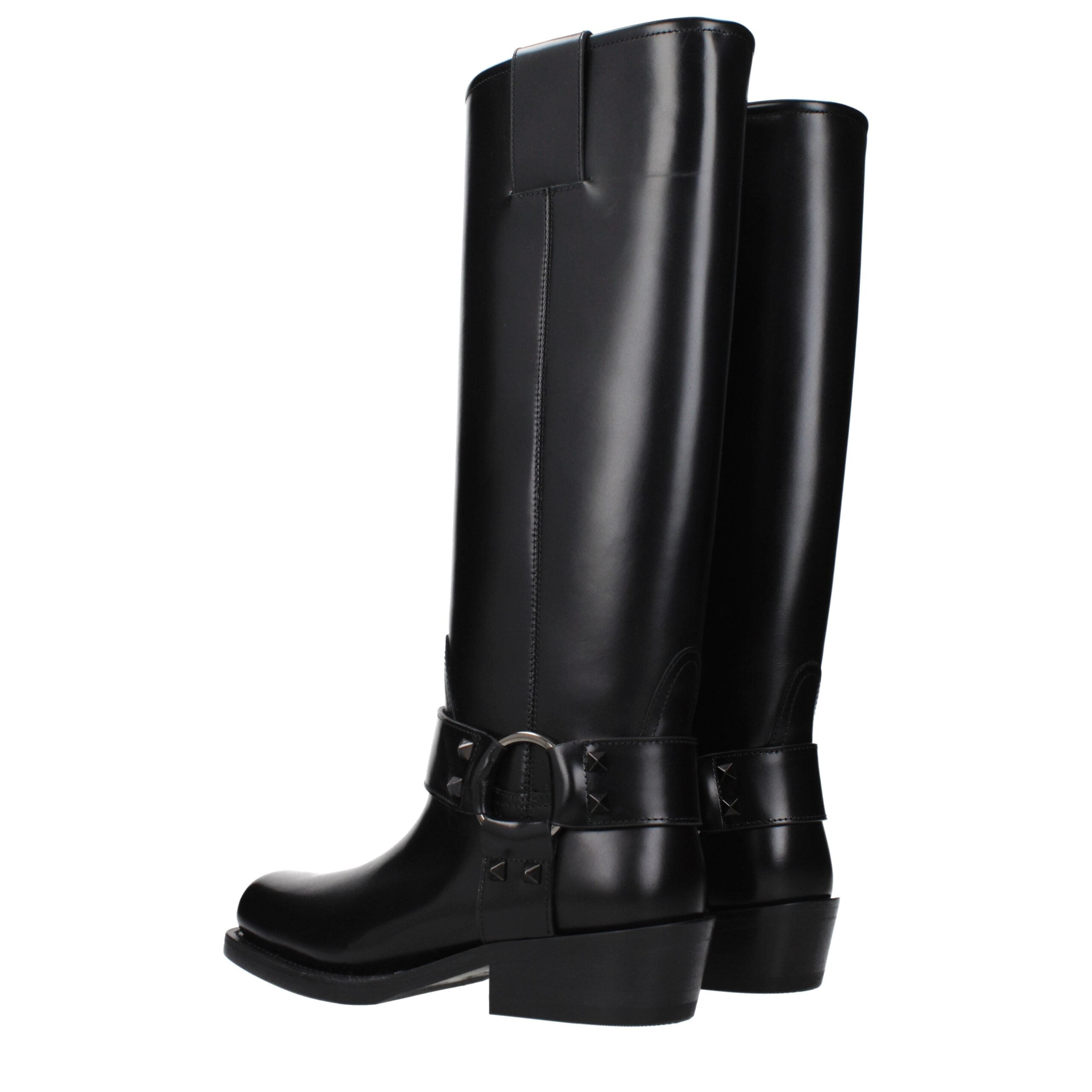 Valentino Garavani Schwarze Lederstiefel-4
