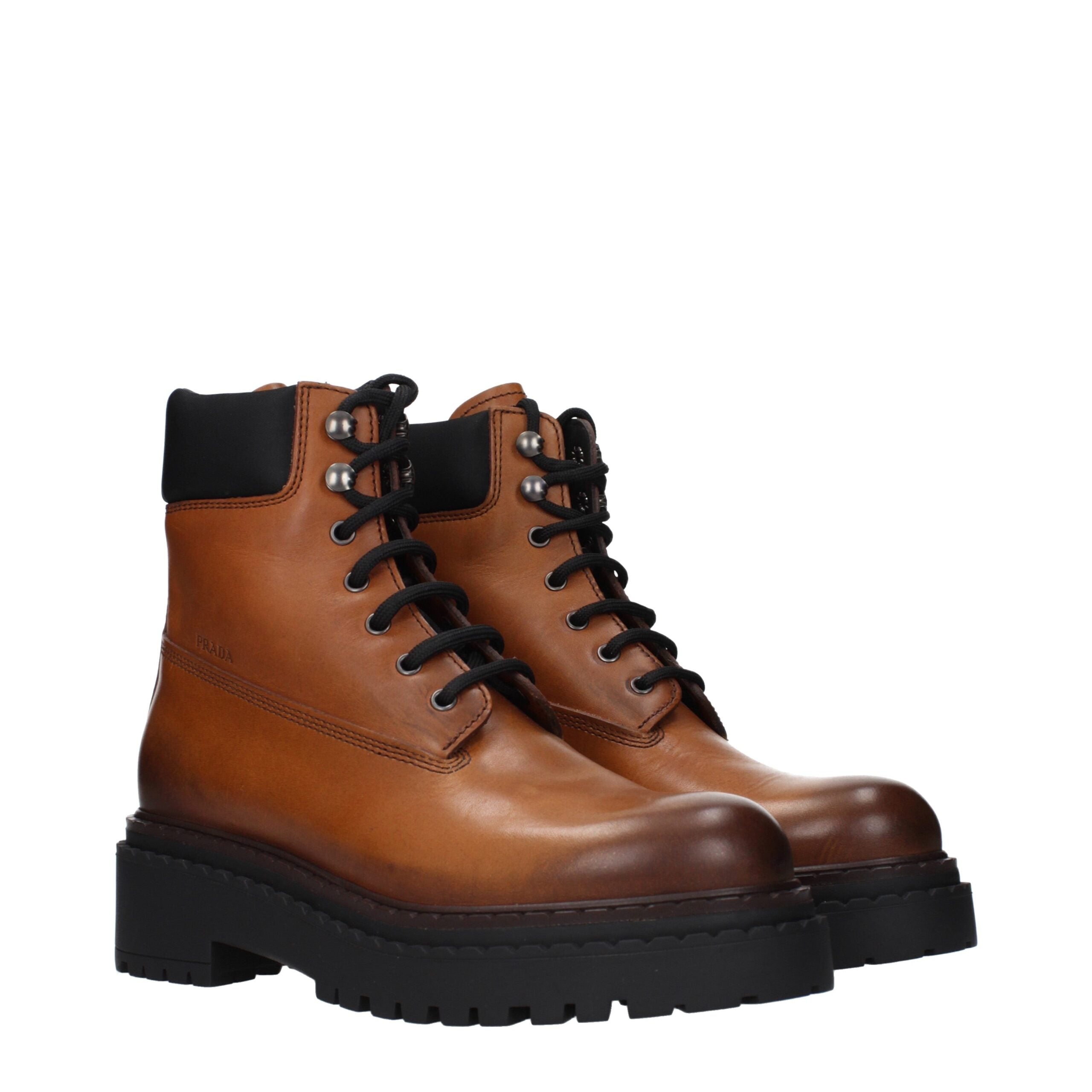 Prada Braune Lederstiefeletten-2