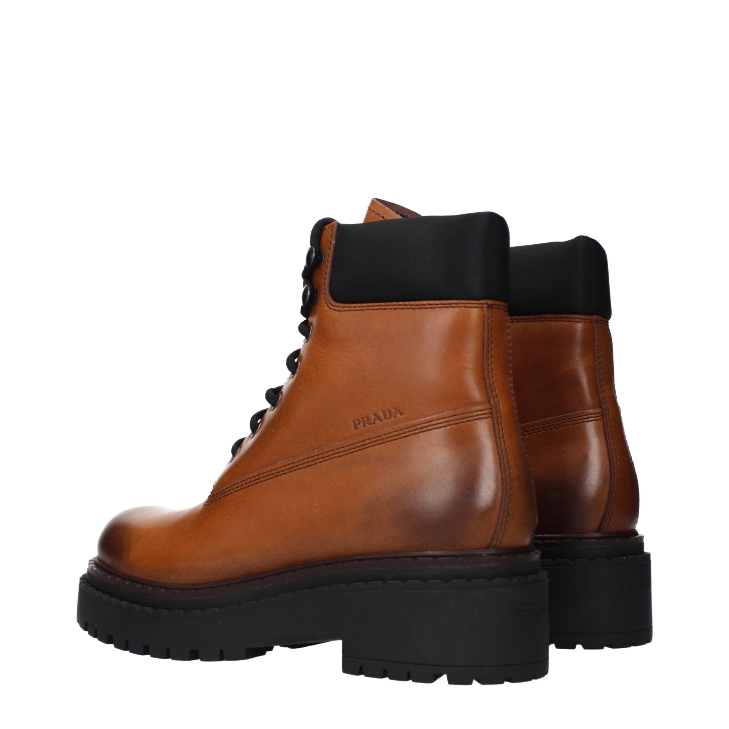 Prada Braune Lederstiefeletten-4