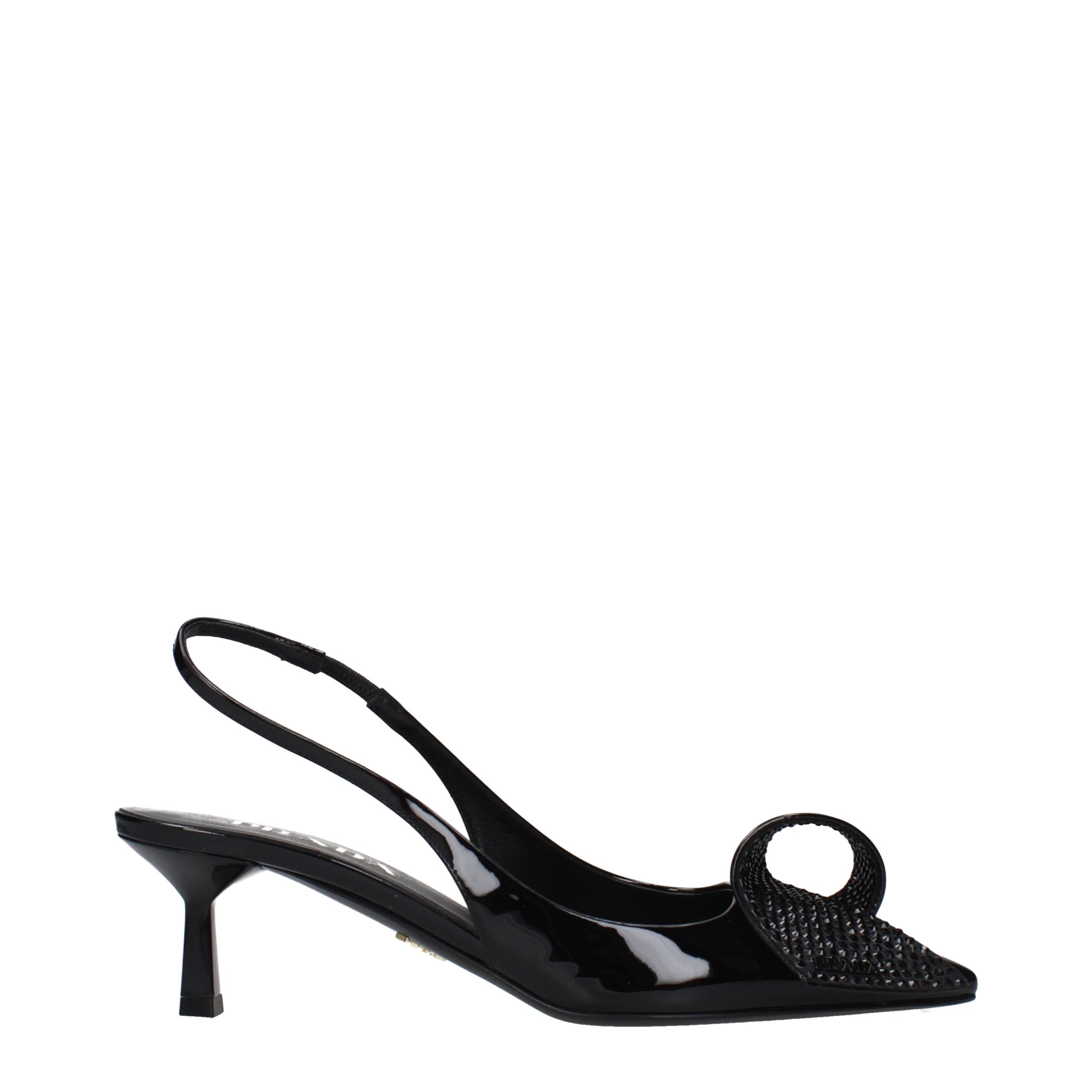 Prada Schwarze Leder-Stiletto-Sandalen