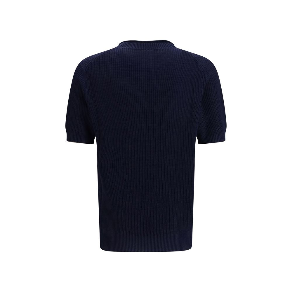 Brunello Cucinelli Blue Linen T-Shirt-2