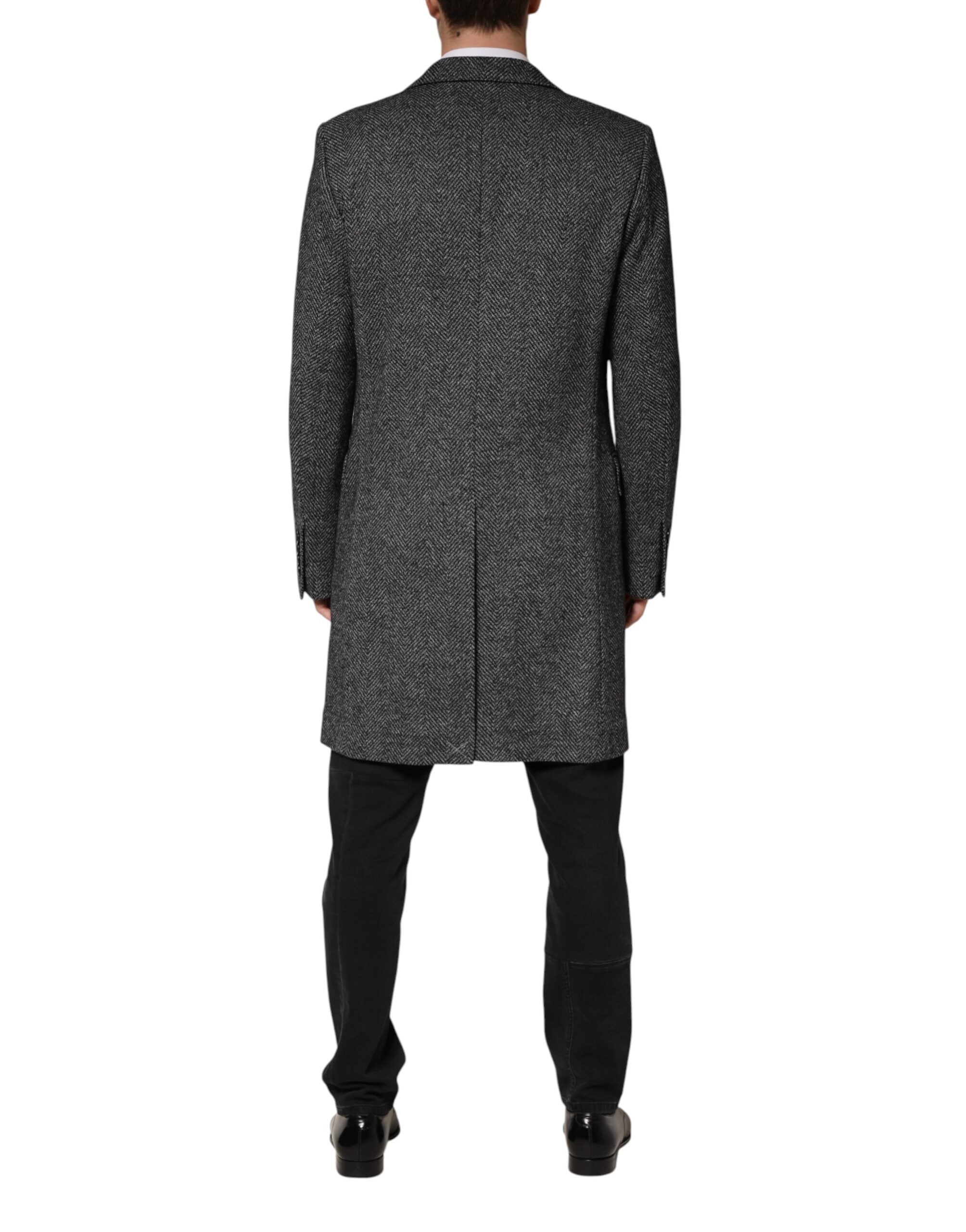 Dolce & Gabbana Grey Wool Blend Long Trench Coat Men's Jacket-4