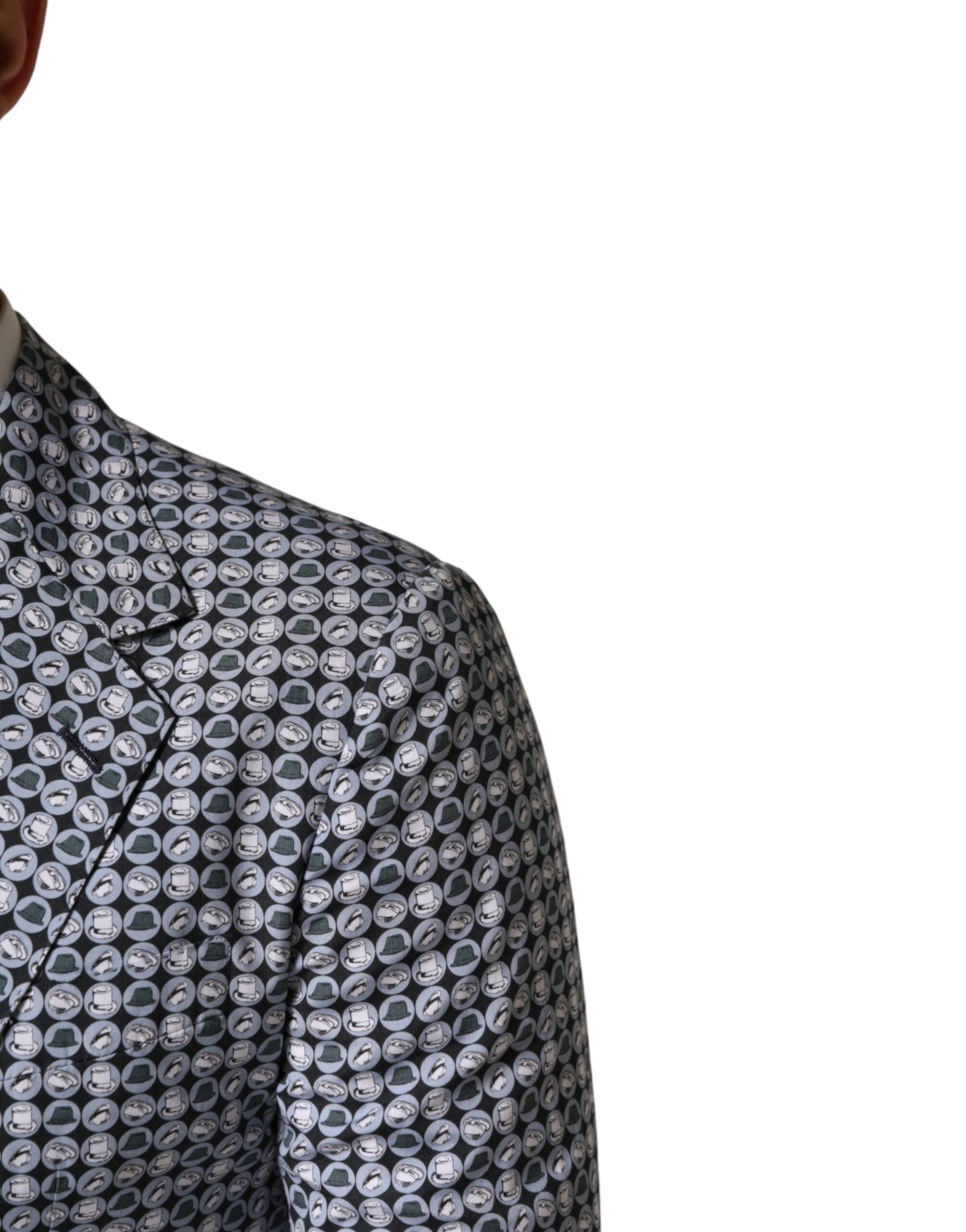 Dolce & Gabbana Blue Cotton Patterned Single-Breasted Blazer-5