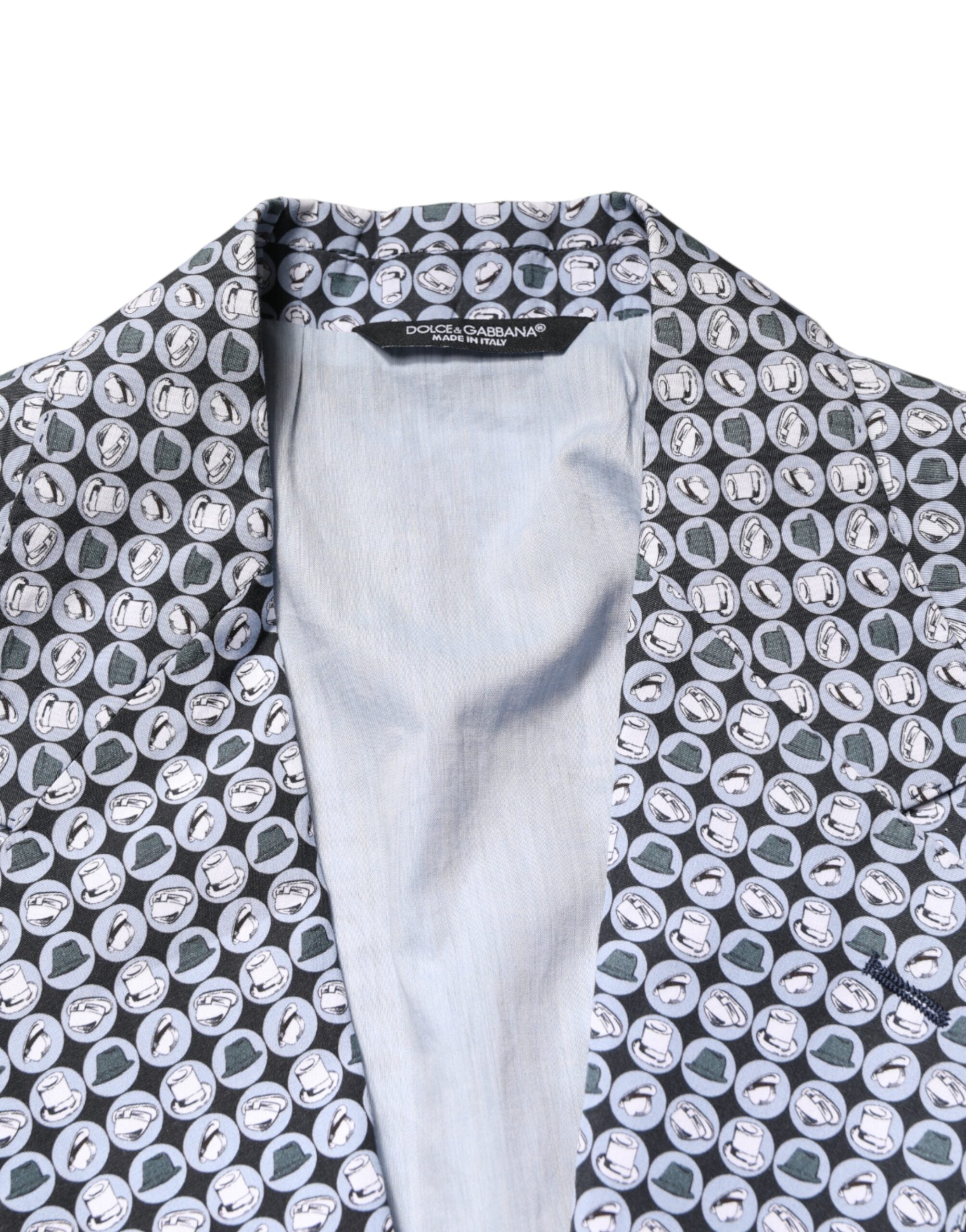 Dolce & Gabbana Blue Cotton Patterned Single-Breasted Blazer-6