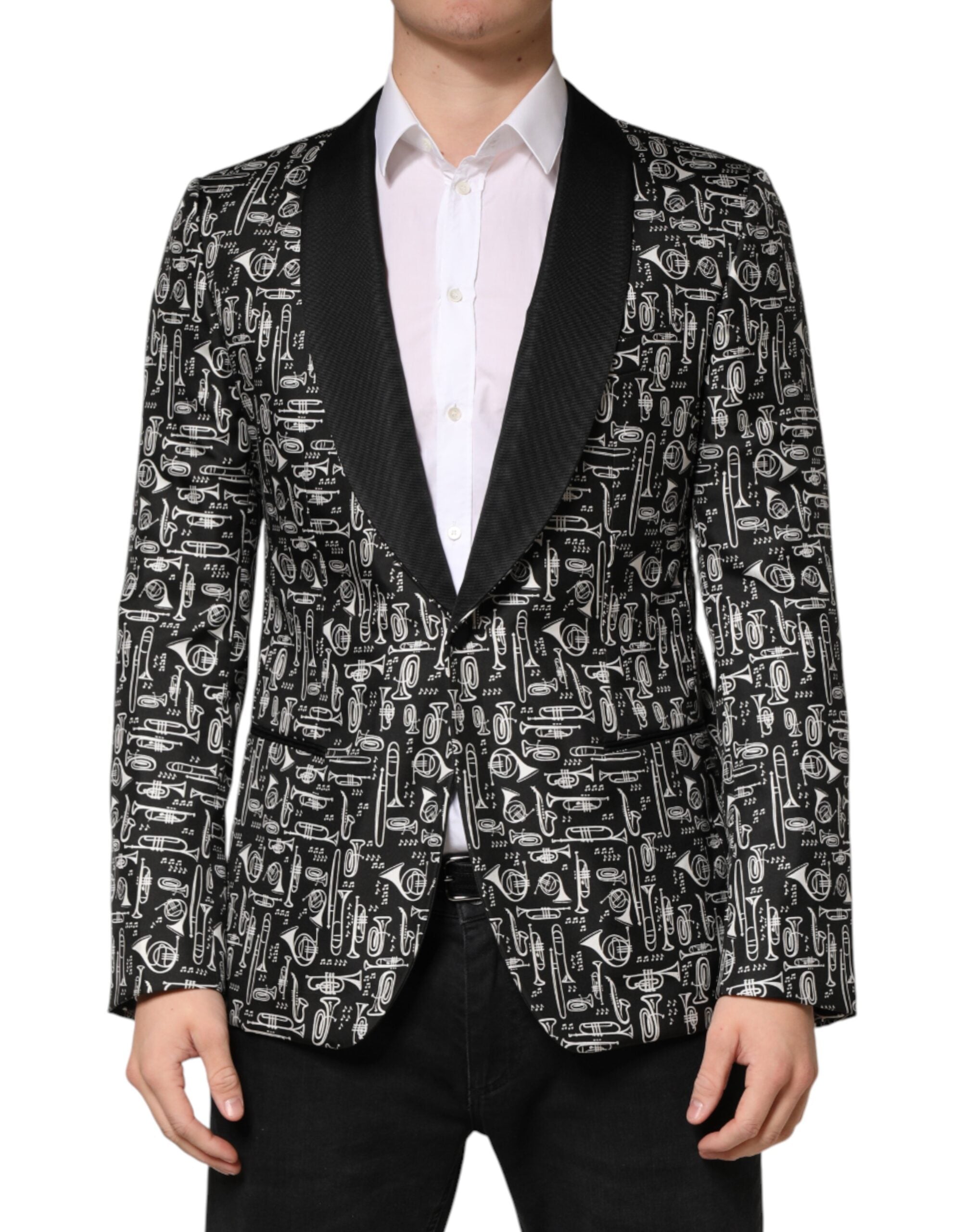 Dolce & Gabbana Black Jazz Club Silk Single-Breasted Blazer-1