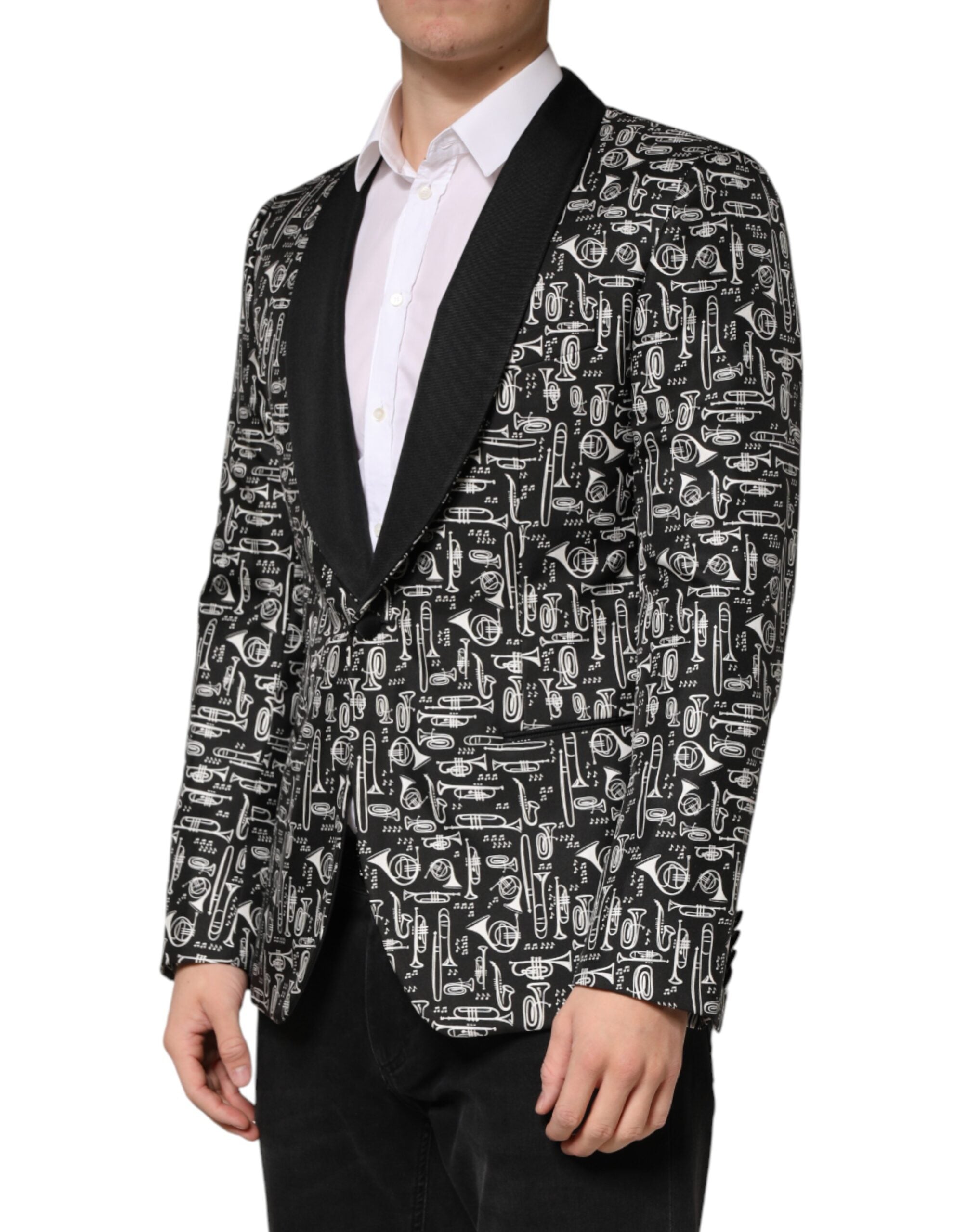Dolce & Gabbana Black Jazz Club Silk Single-Breasted Blazer-3