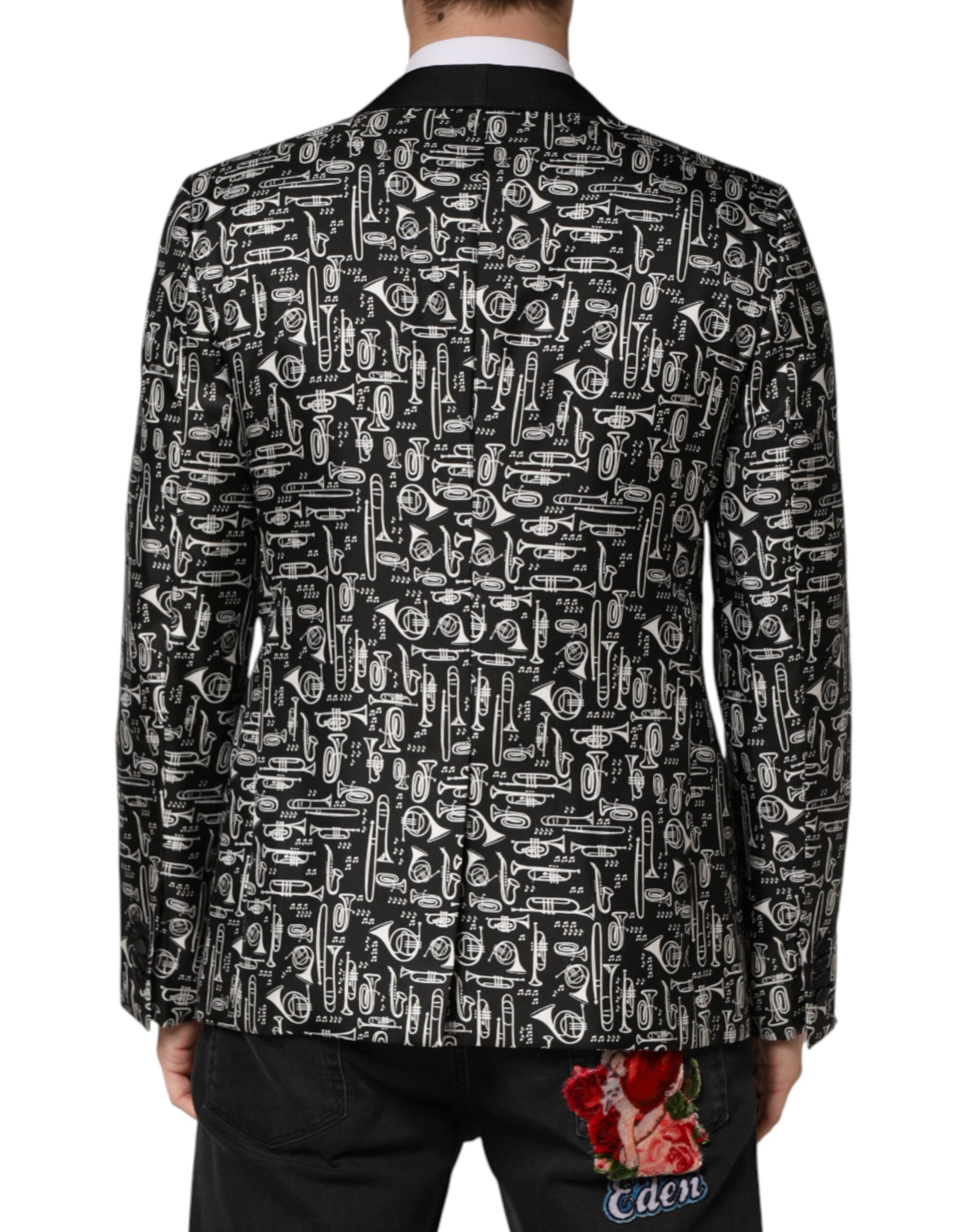Dolce & Gabbana Black Jazz Club Silk Single-Breasted Blazer-4